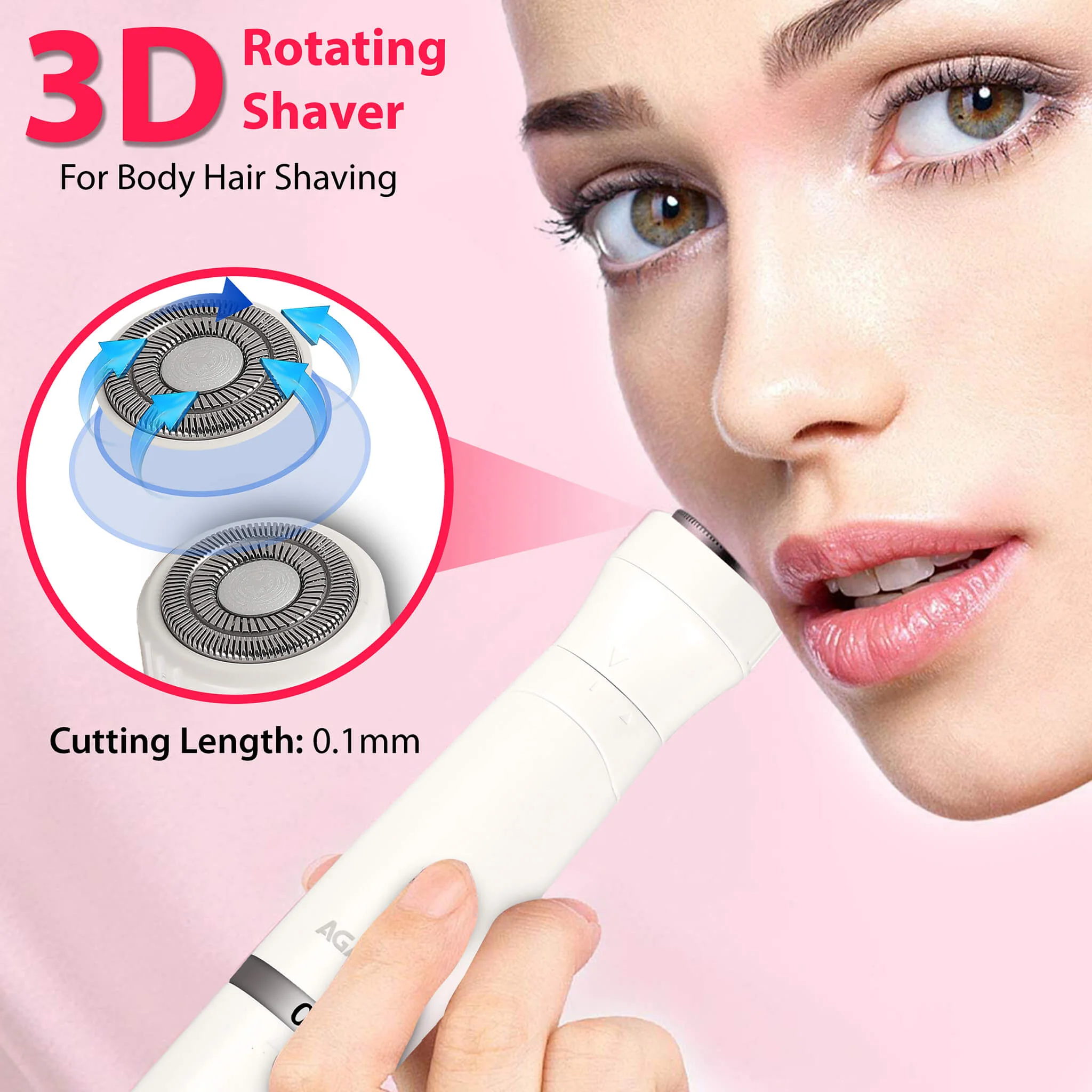 Rechargeable 3-in-1 Multi Trimmer For Women, Multipurpose Hair Remover for Women, Face, Leg, Eyebrow, Underarms, Bikini Trimmer, 90 minutes Runtime, White - Image 6