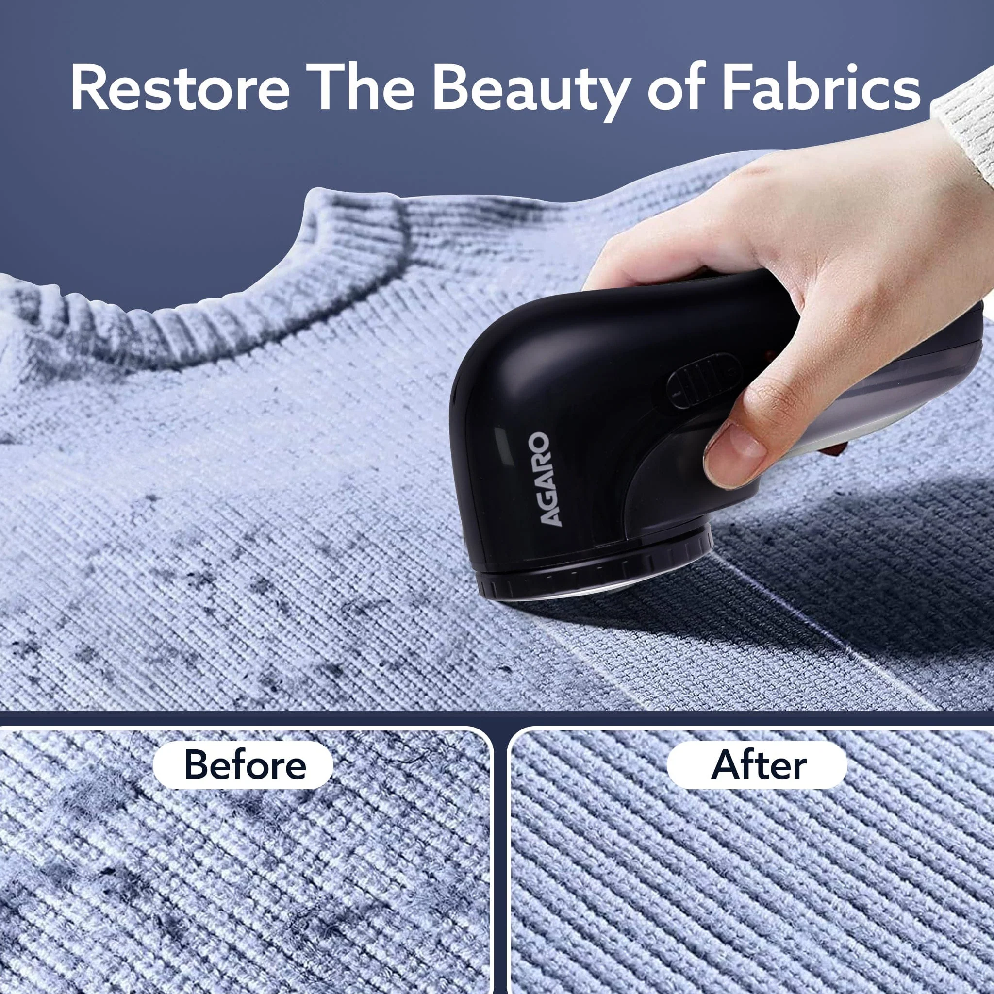 2417 Lint Remover, Electric Fabric Shaver, Rechargeable, Stainless Steel Blades - Image 2