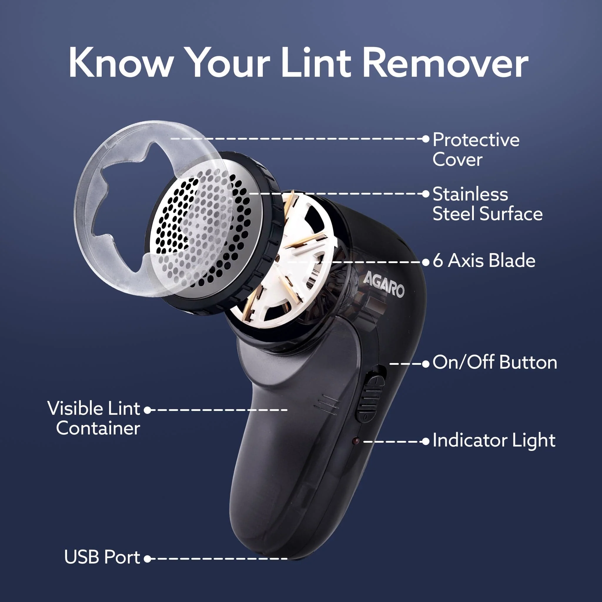 2417 Lint Remover, Electric Fabric Shaver, Rechargeable, Stainless Steel Blades - Image 7