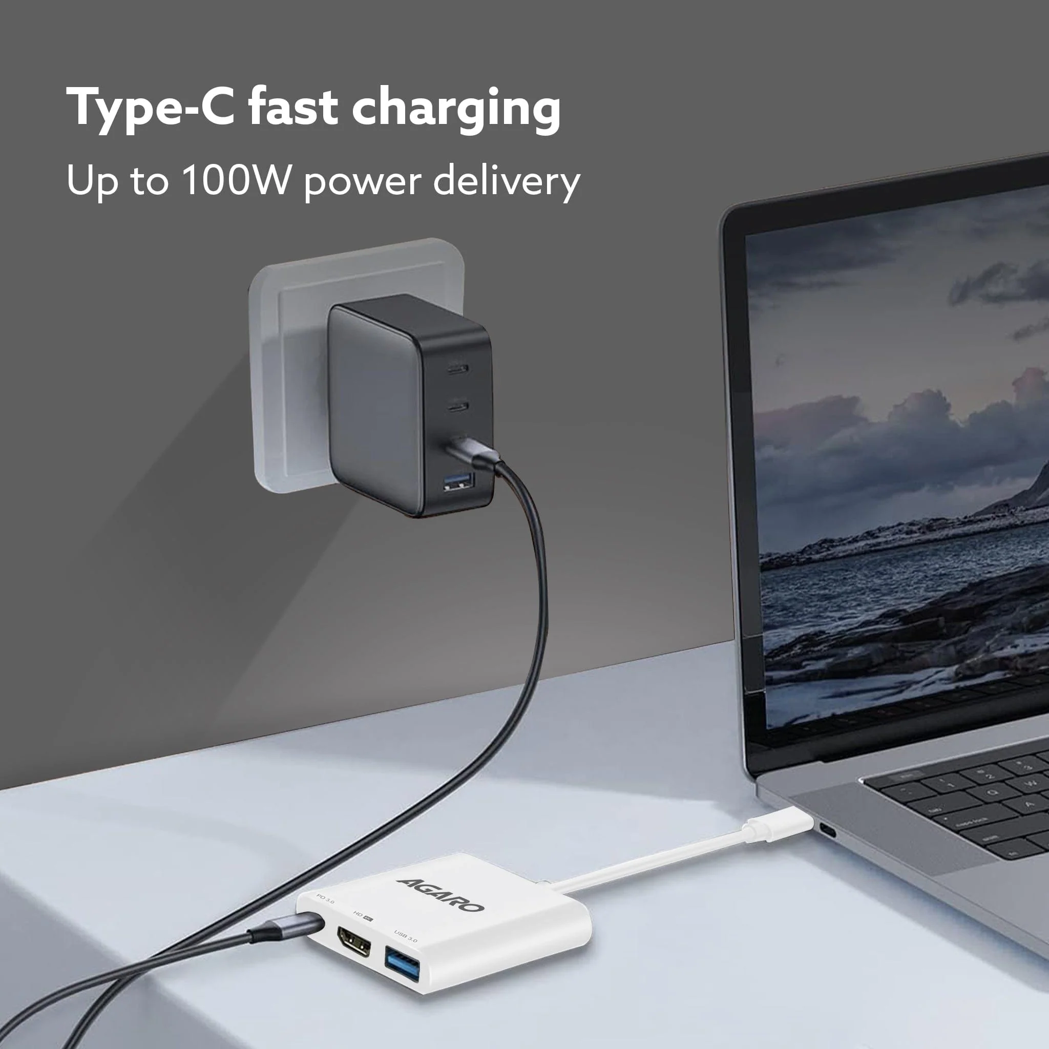 3-in-1 USB Type-C to HDMI Multi-Port Hub, 4K HDMI Output - Image 2