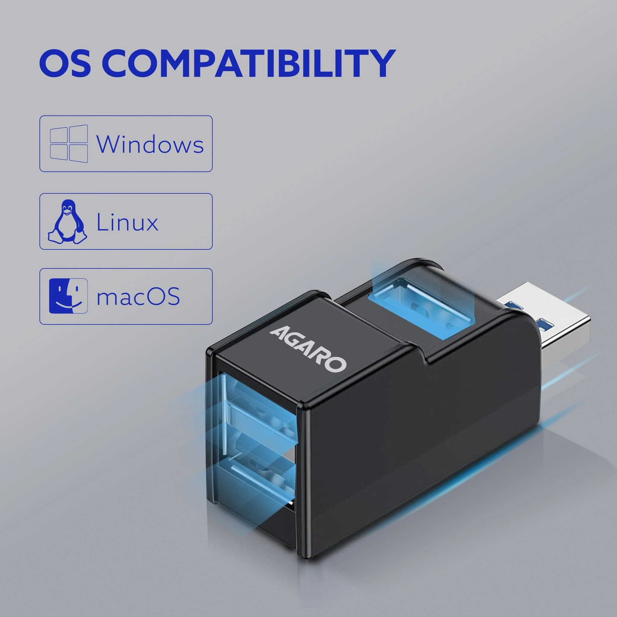 3-Port USB Hub, USB 3.0 Data Hub with High-Speed 5Gbps Transfer - Image 7