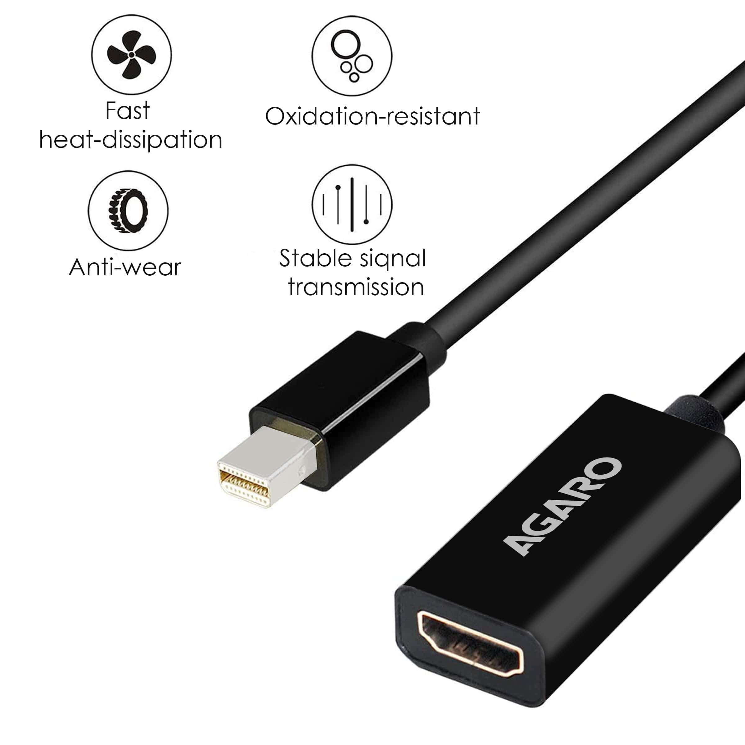 4K@30Hz Mini DisplayPort (Mini DP) to HDMI Female Thunderbolt 2.0 Adapter Suitable for Apple MacBook Pro MacBook Air Microsoft Surface Pro 4 Pro 3 Thinkpad Google Pixel Chromebook, Black - Image 2