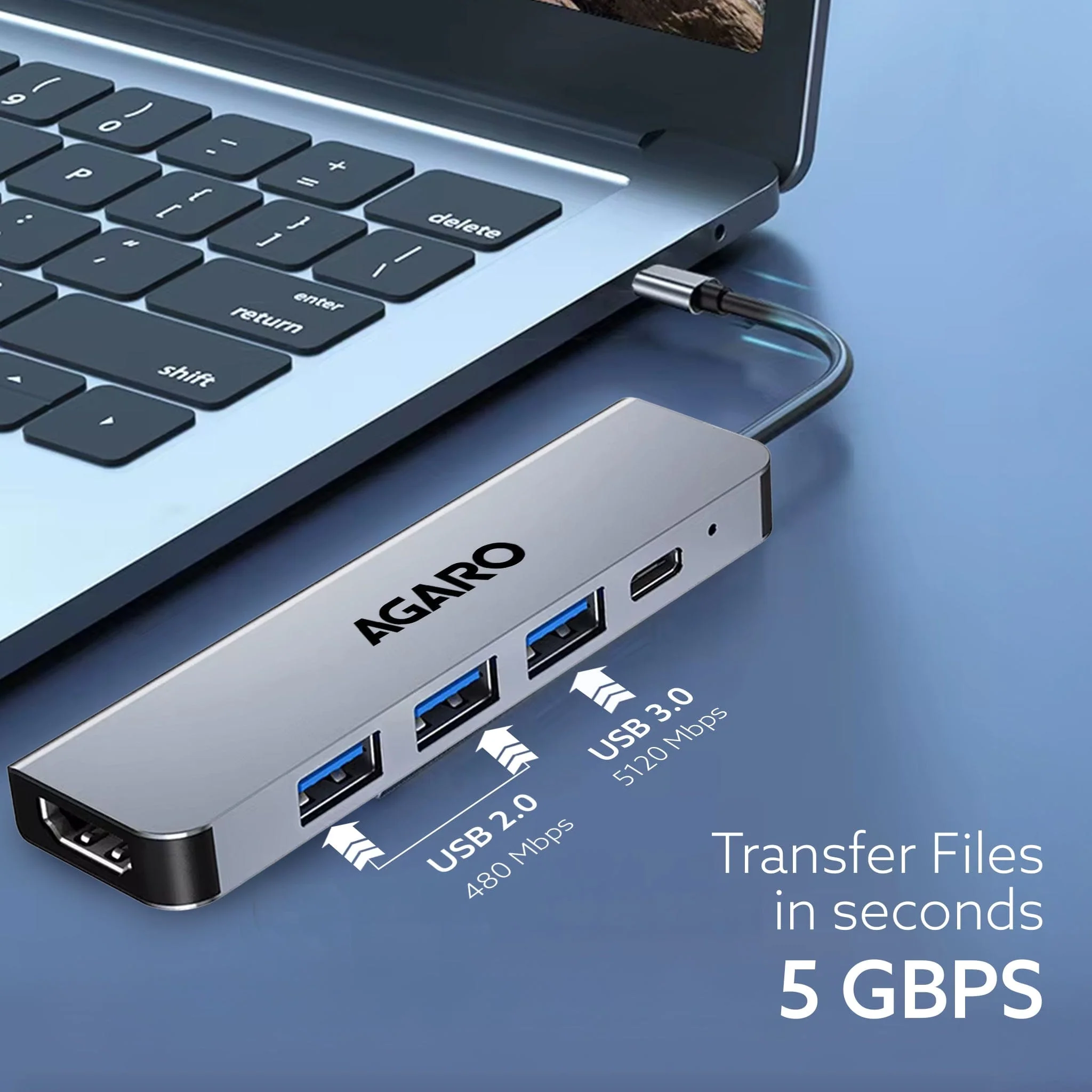 5-in-1 Type-C Multi-Port Hub, 4K@60Hz USB-C to HDMI Adapter, 85W PD Charging, 3× USB-A & USB-C 3.0 Data Ports, SD/TF Card Reader, Compatible with Type-C Devices - Image 4