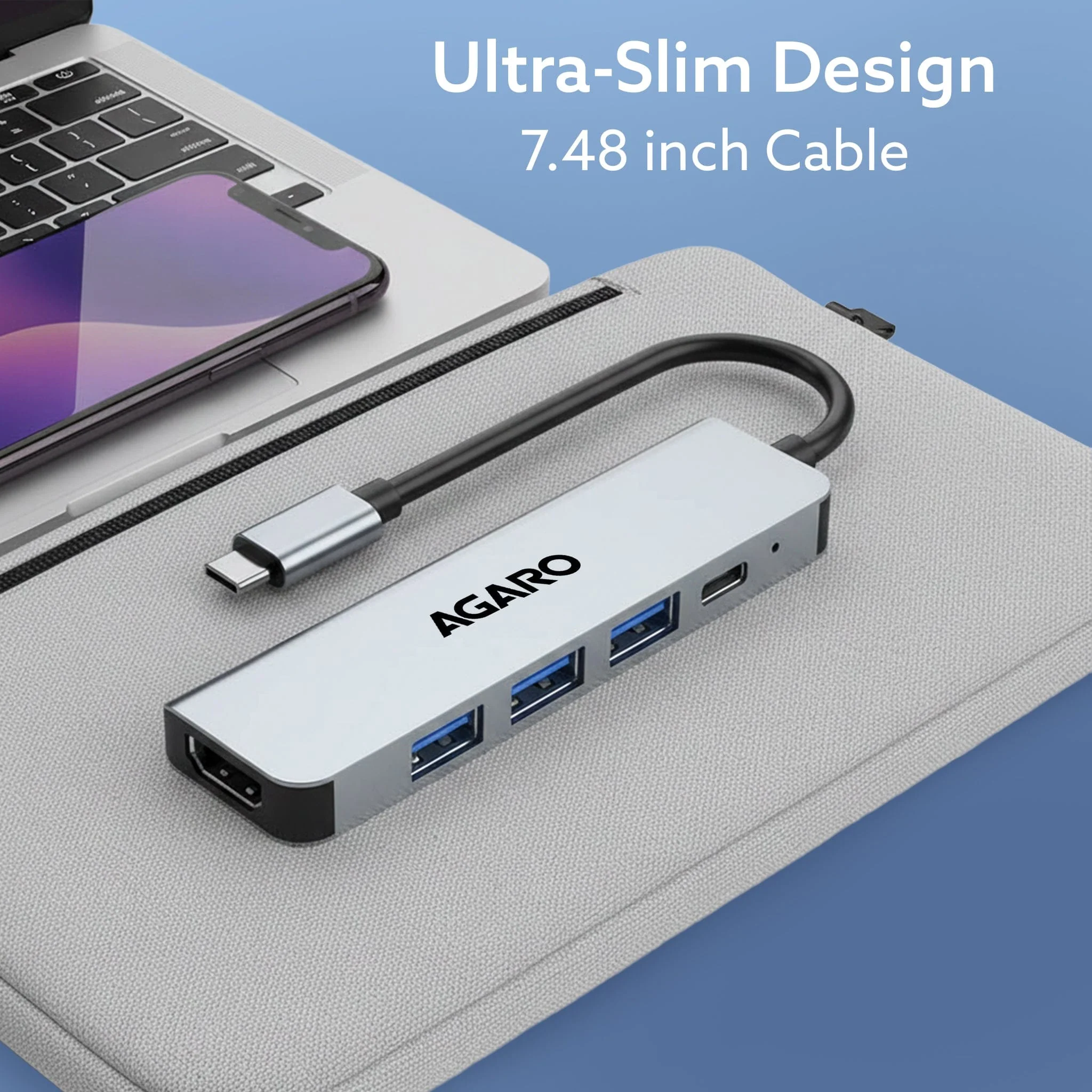 5-in-1 Type-C Multi-Port Hub, 4K@60Hz USB-C to HDMI Adapter, 85W PD Charging, 3× USB-A & USB-C 3.0 Data Ports, SD/TF Card Reader, Compatible with Type-C Devices - Image 6