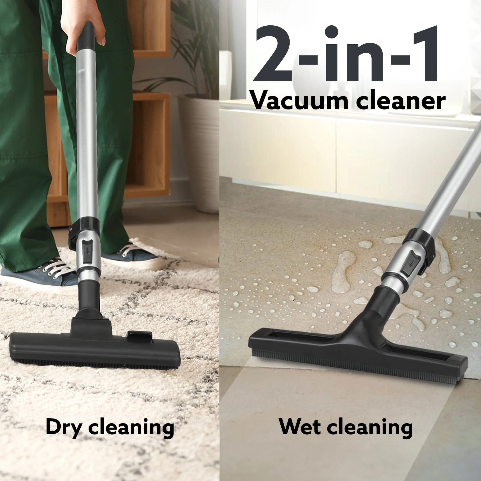 Ace Wet & Dry Vacuum Cleaner, 1600 Watts, 21.5 Kpa Suction Power, 30 Litres Tank Capacity, Home Use, Blower Function, Washable 3L Dust Bag, Stainless Steel Body (Black/Red/Steel) - Image 2