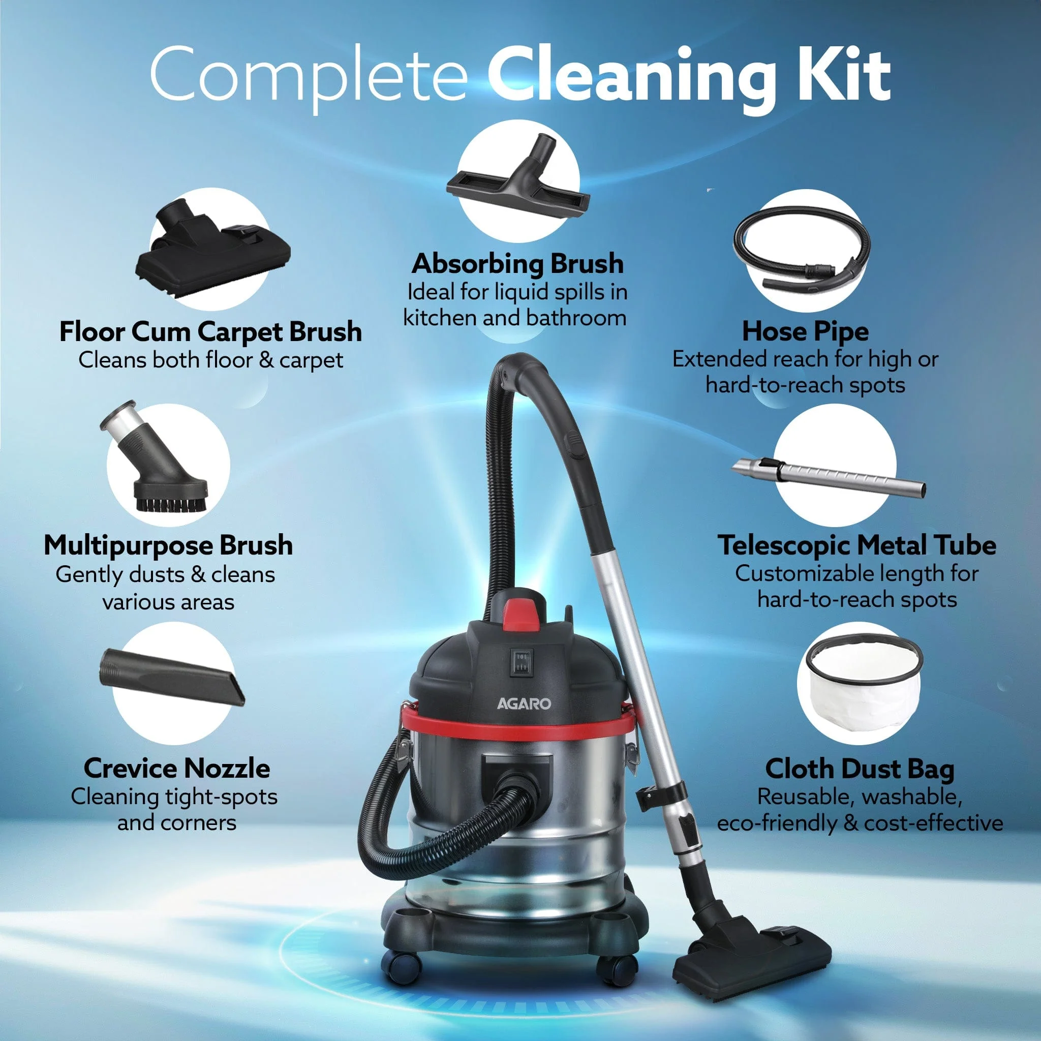 ACE Wet & Dry Vacuum Cleaner 1600W - Image 4