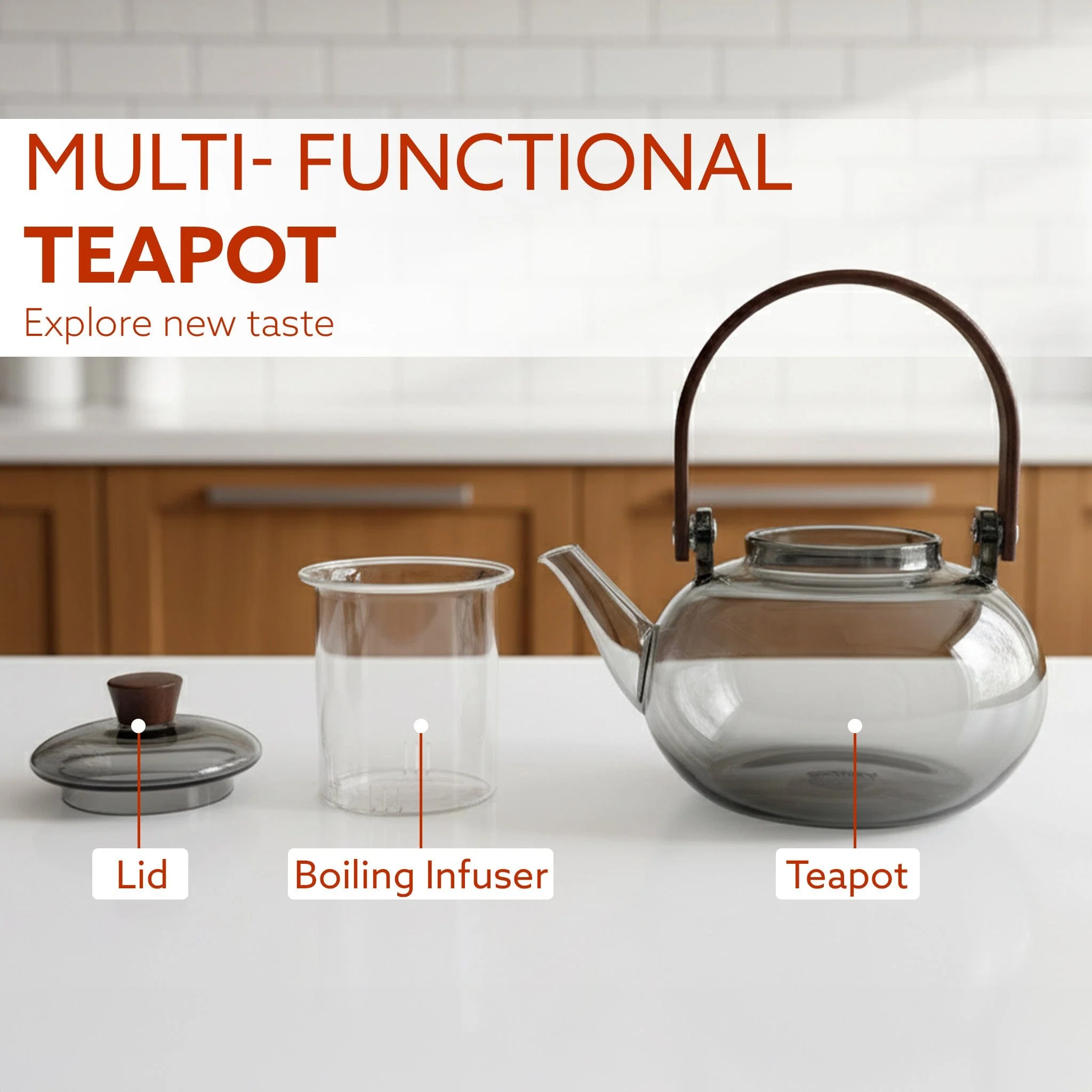 Adore Borosilicate Glass Kettle 900ml | Heat Resistant, Durable Clear Glass, Stovetop & Microwave Safe, Ideal for Tea, Coffee, Water & Hot Beverages - Image 6