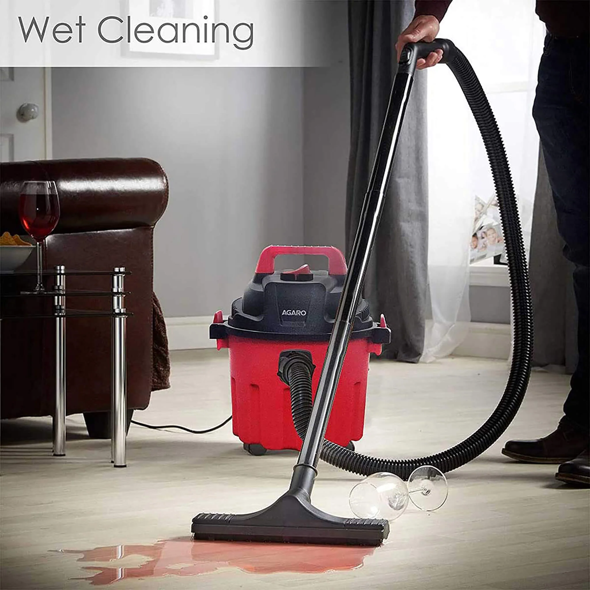 Rapid Vacuum Cleaner,1000W,Wet&Dry,for Home, Plastic Body,Red,10 Liter, Cartridge - Image 6