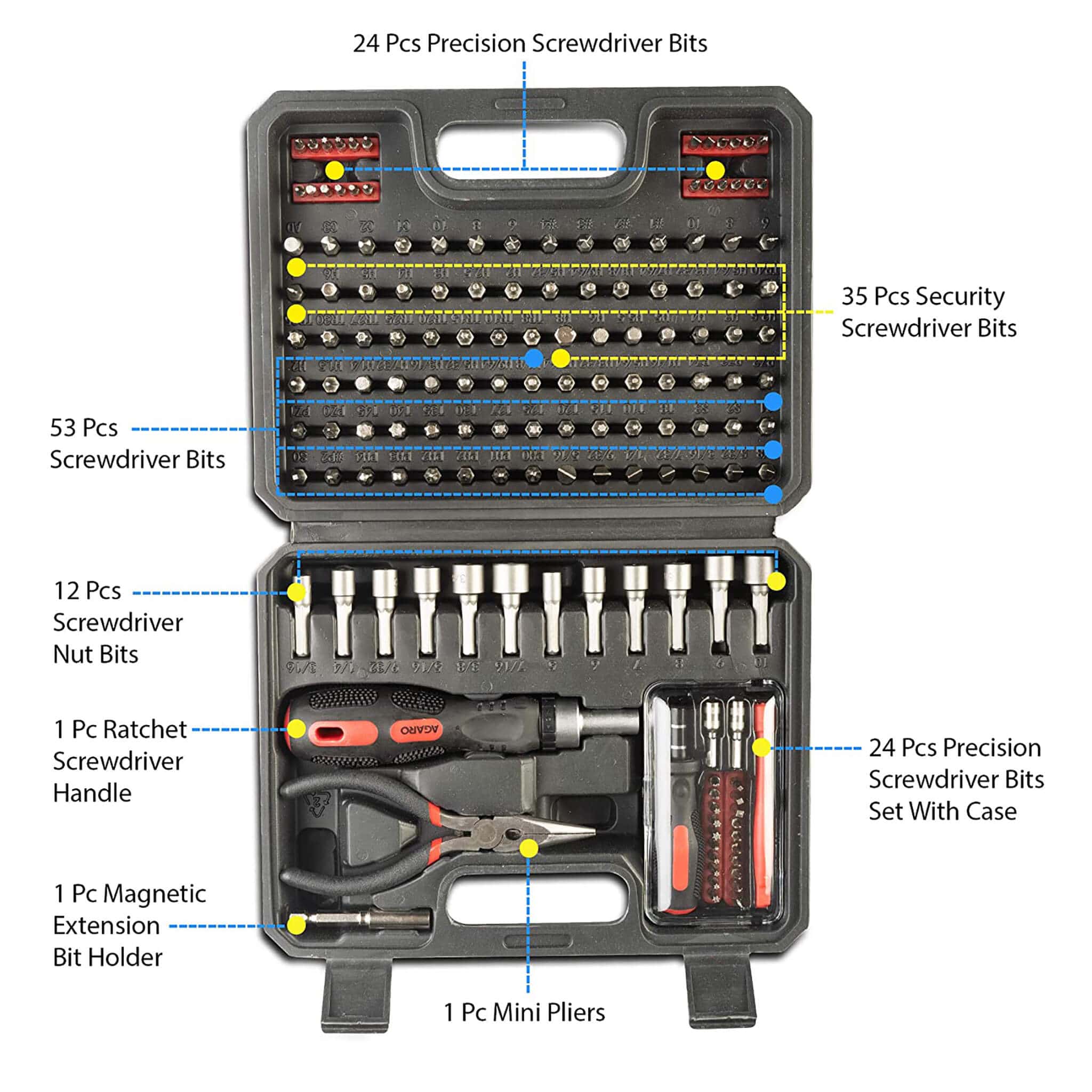 Screwdriver and Bit Set with Carry Box- 151 Pieces - Image 3