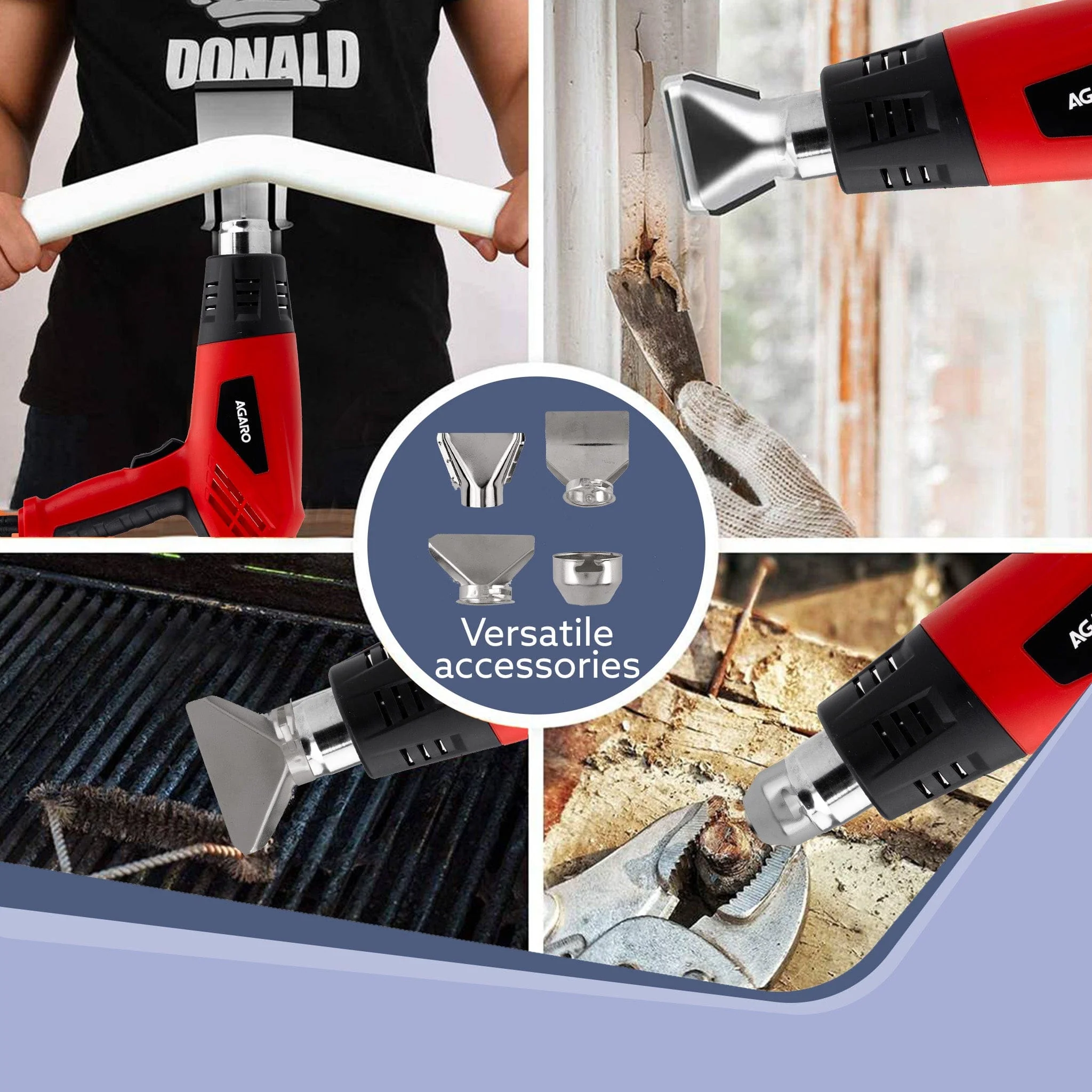 Heat Gun HG2120 2000Watt, Dual Temperature and Air Flow Control  with 4 Nozzle Attachments, Hot Air Gun Heating helps in Shrink Wrapping, Paint Removal, Rusted Bolt Stripping, Wire Shrinking, Crafting - Image 3