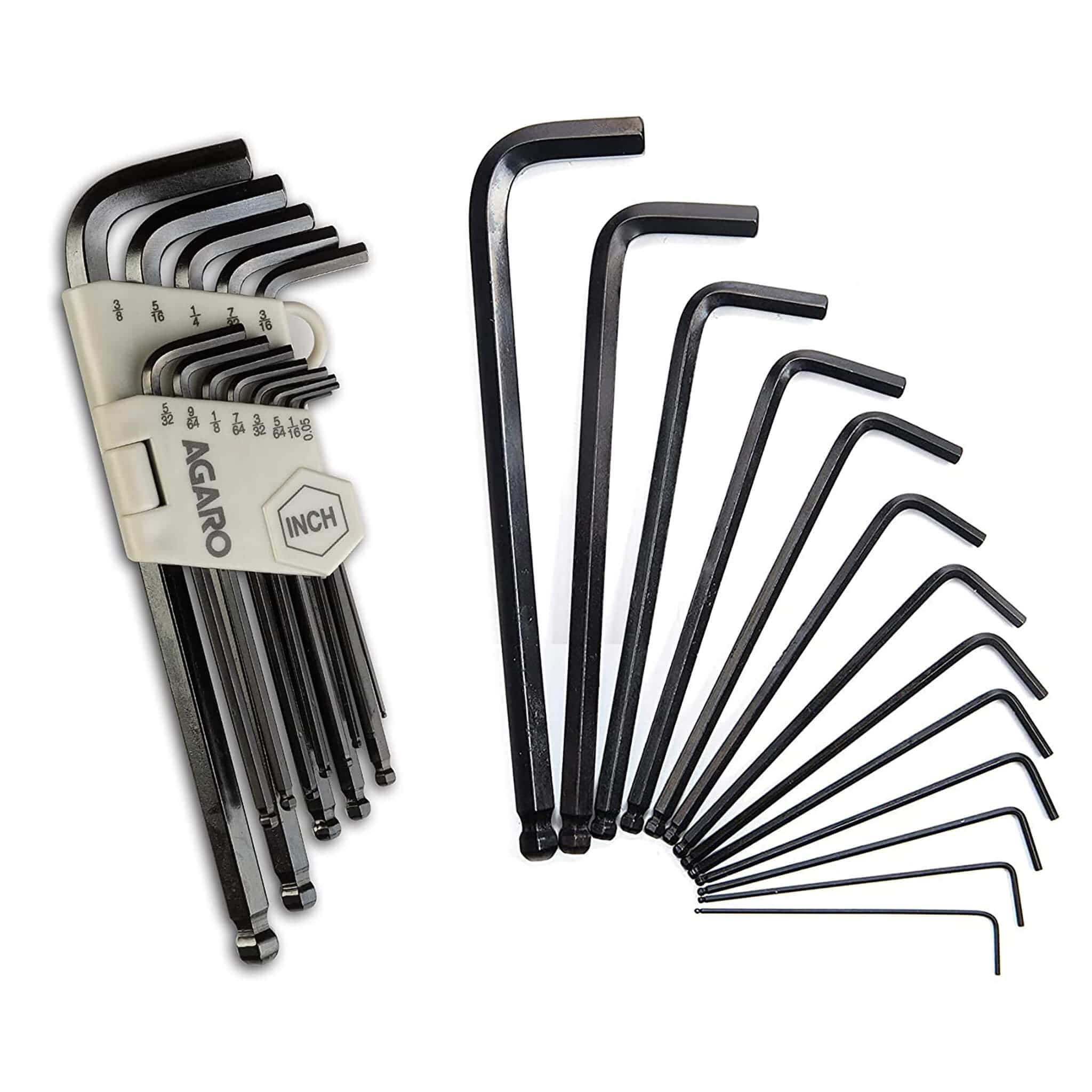 26pcs Hex Allen Key Wrench Set - Inch/MM With Ball End, Black - Image 3