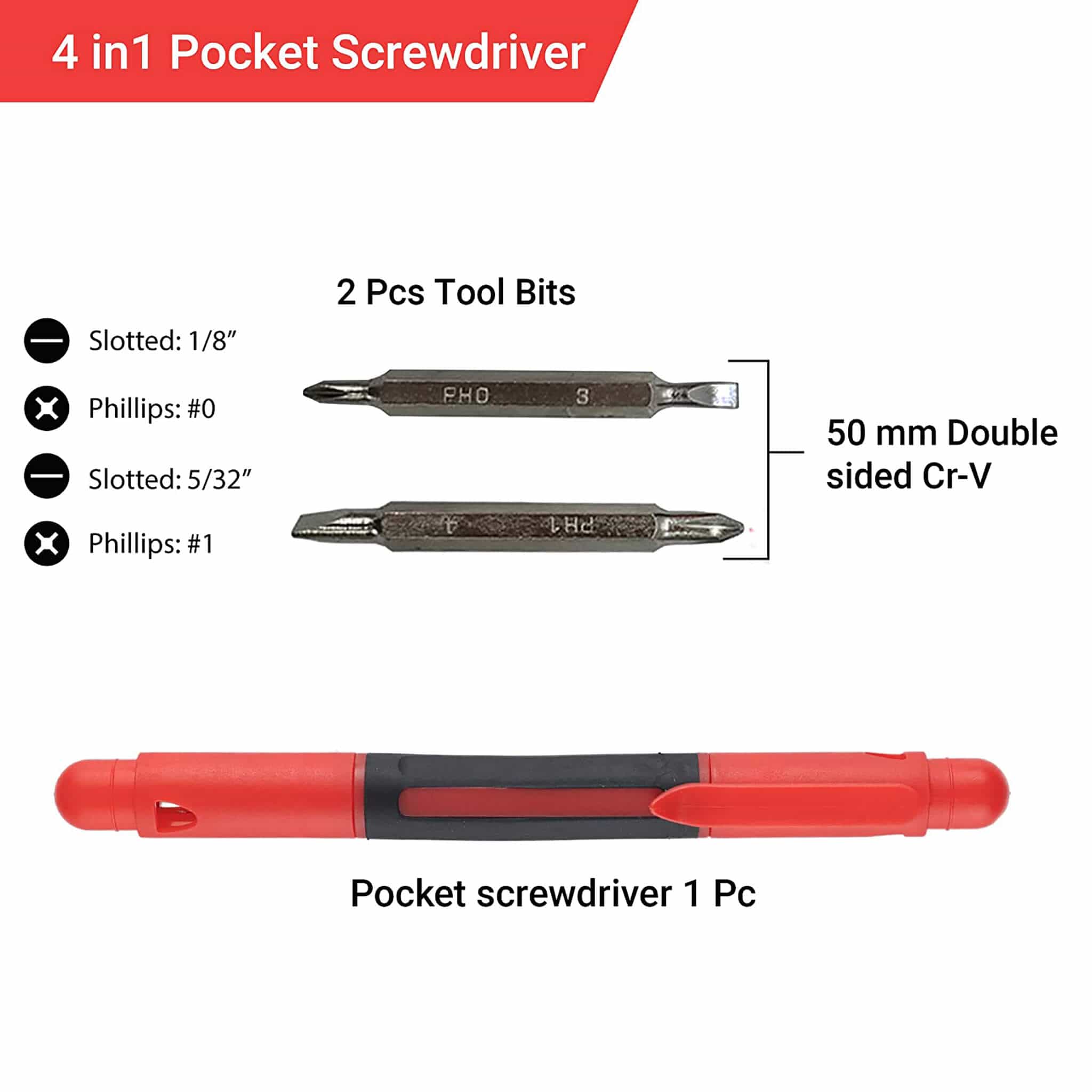 4in1 Pocket Screwdriver, Portable, 13x5x6.8 cm, Orange - Image 3