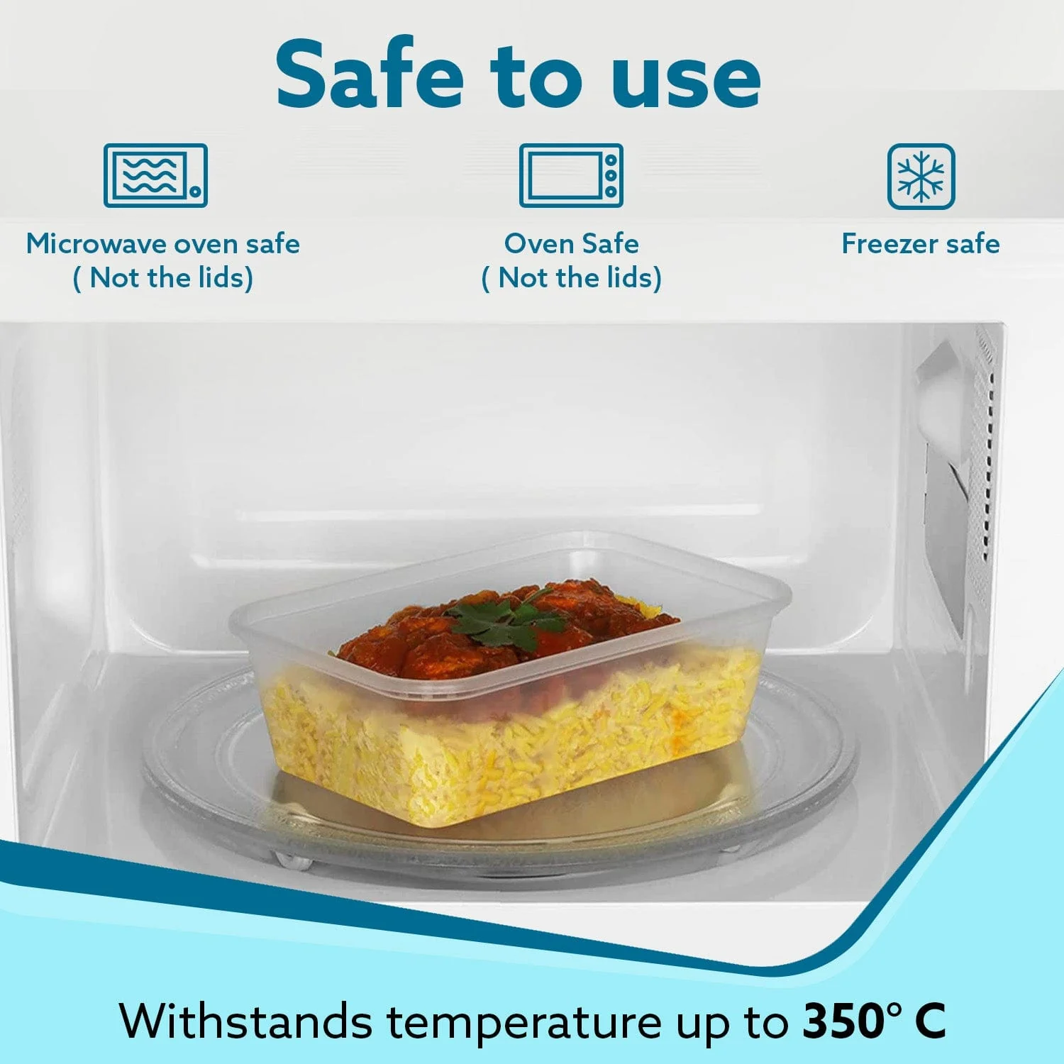 Food Storage Container With Lid, Multipurpose, Rectangular, Leak Proof, BPA Free, 120Ml, 240ml, 500ml, 1L, 1.5L, 2.5L, Set of 6 - Image 5