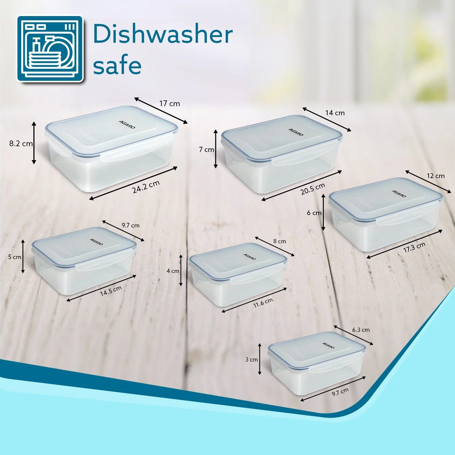Food Storage Container With Lid, Multipurpose, Rectangular, Leak Proof, BPA Free, 120Ml, 240ml, 500ml, 1L, 1.5L, 2.5L, Set of 6 - Image 6