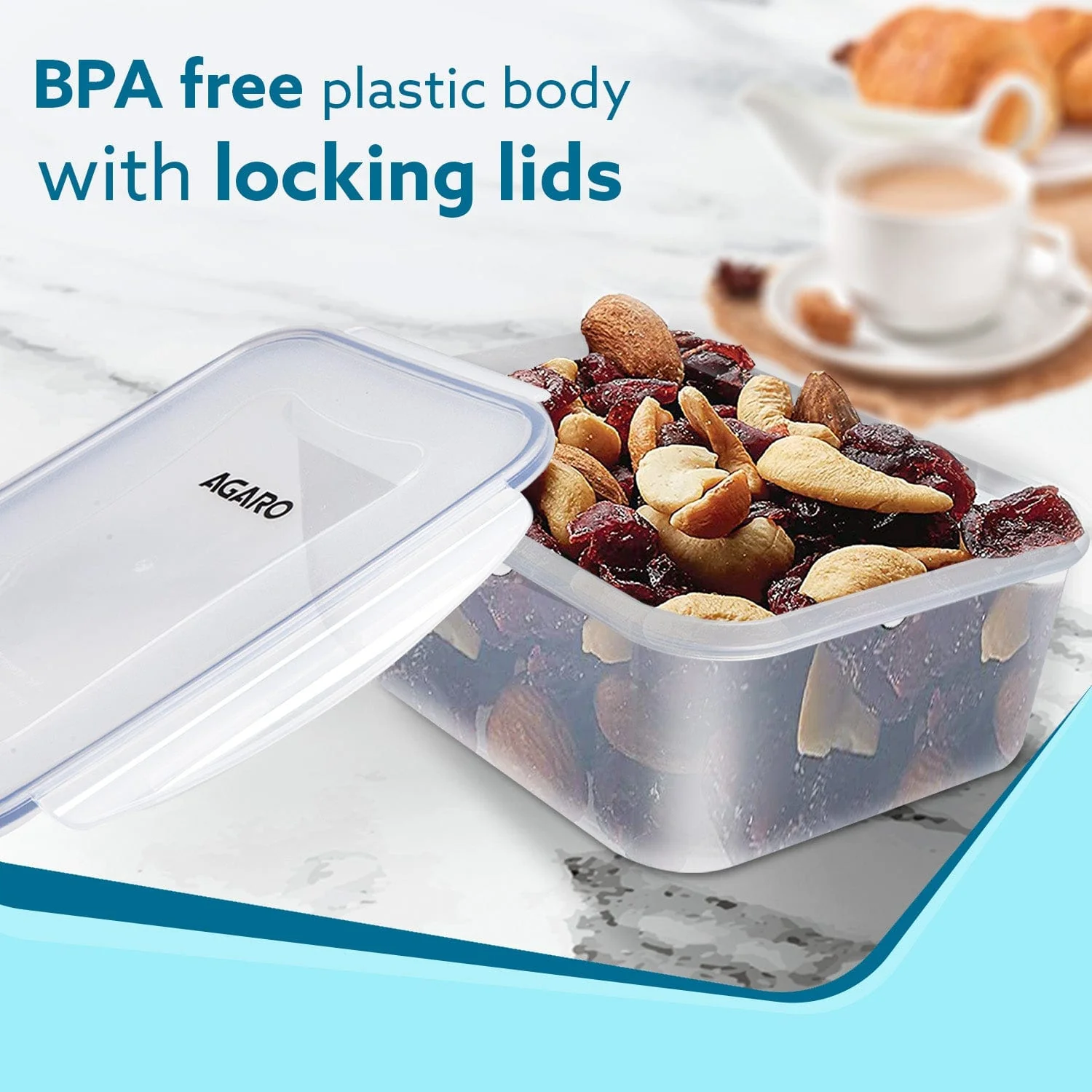 Airtight  Container, Food Storage Container With Lid, Multipurpose Kitchen Container, Rectangular Plastic Body, Leak Proof, BPA Free, Capacity 500ML, 1L, 1.5L, Set of 3 - Image 3