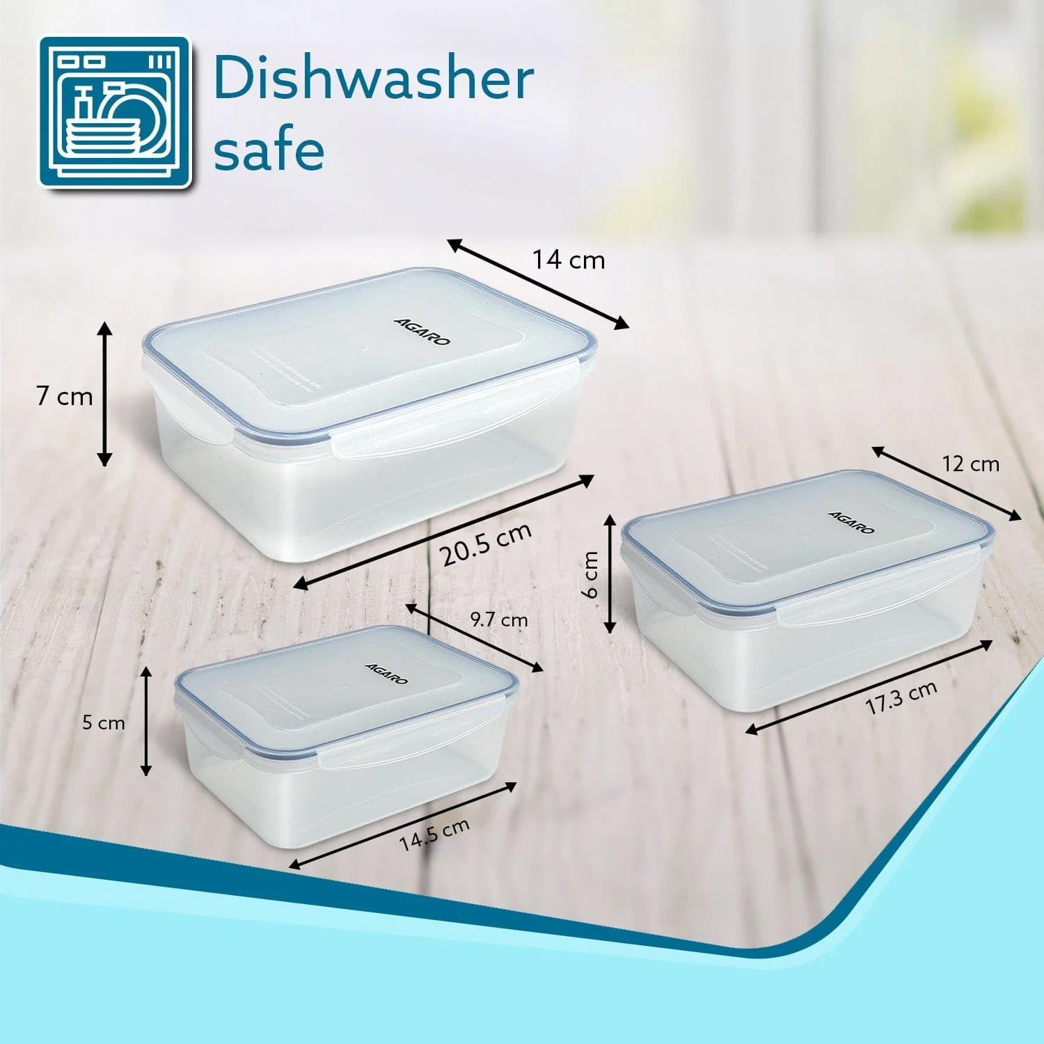 Airtight  Container, Food Storage Container With Lid, Multipurpose Kitchen Container, Rectangular Plastic Body, Leak Proof, BPA Free, Capacity 500ML, 1L, 1.5L, Set of 3 - Image 6