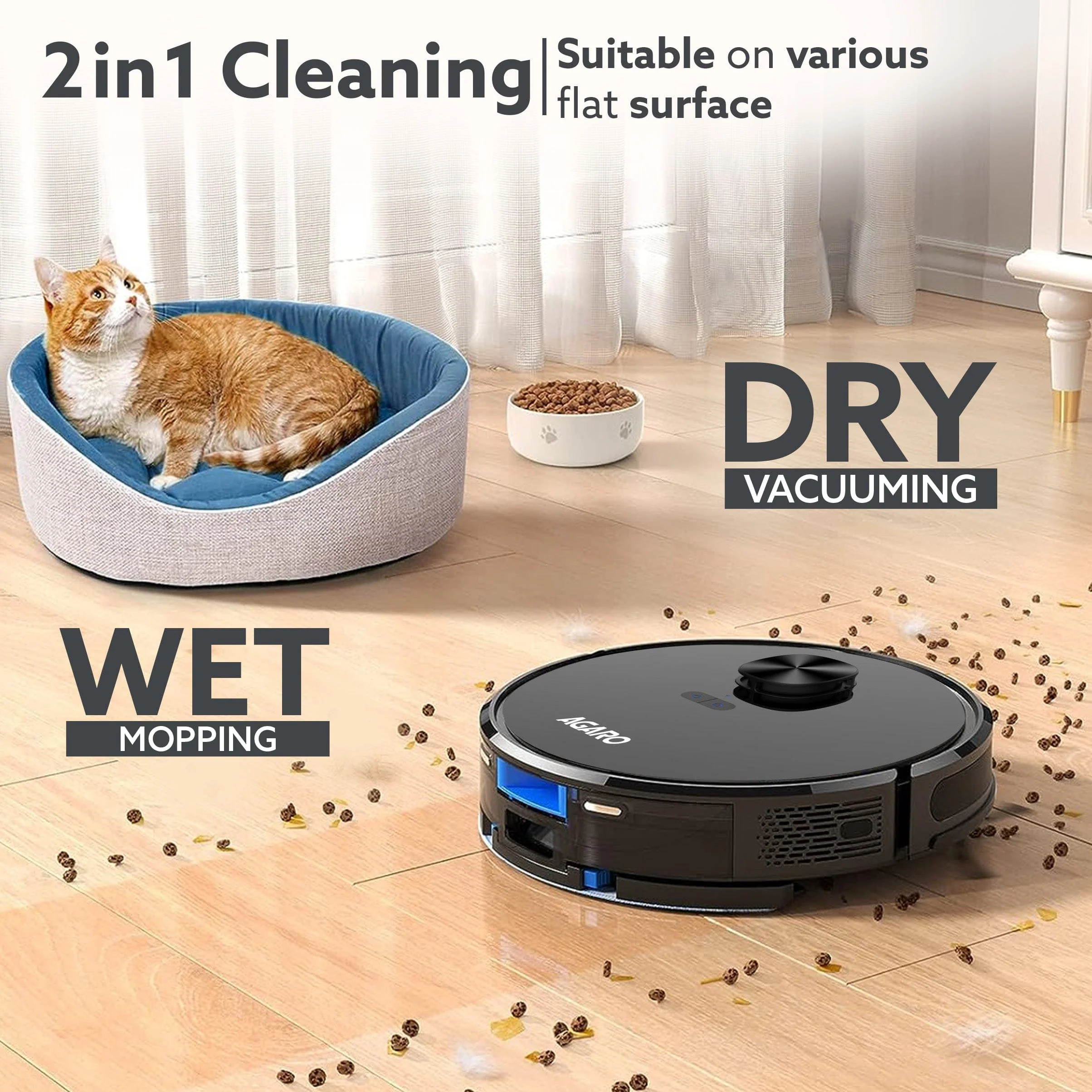 Alpha Robot Vacuum Cleaner, Brush, Dry Vacuum & Wet Mop, Automatic Cleaning, Upto 3200Pa Strong Suction, Rechargeable, App Control, Lidar Navigation, Editable Map to Clean, Hard Floor & Carpet - Image 3