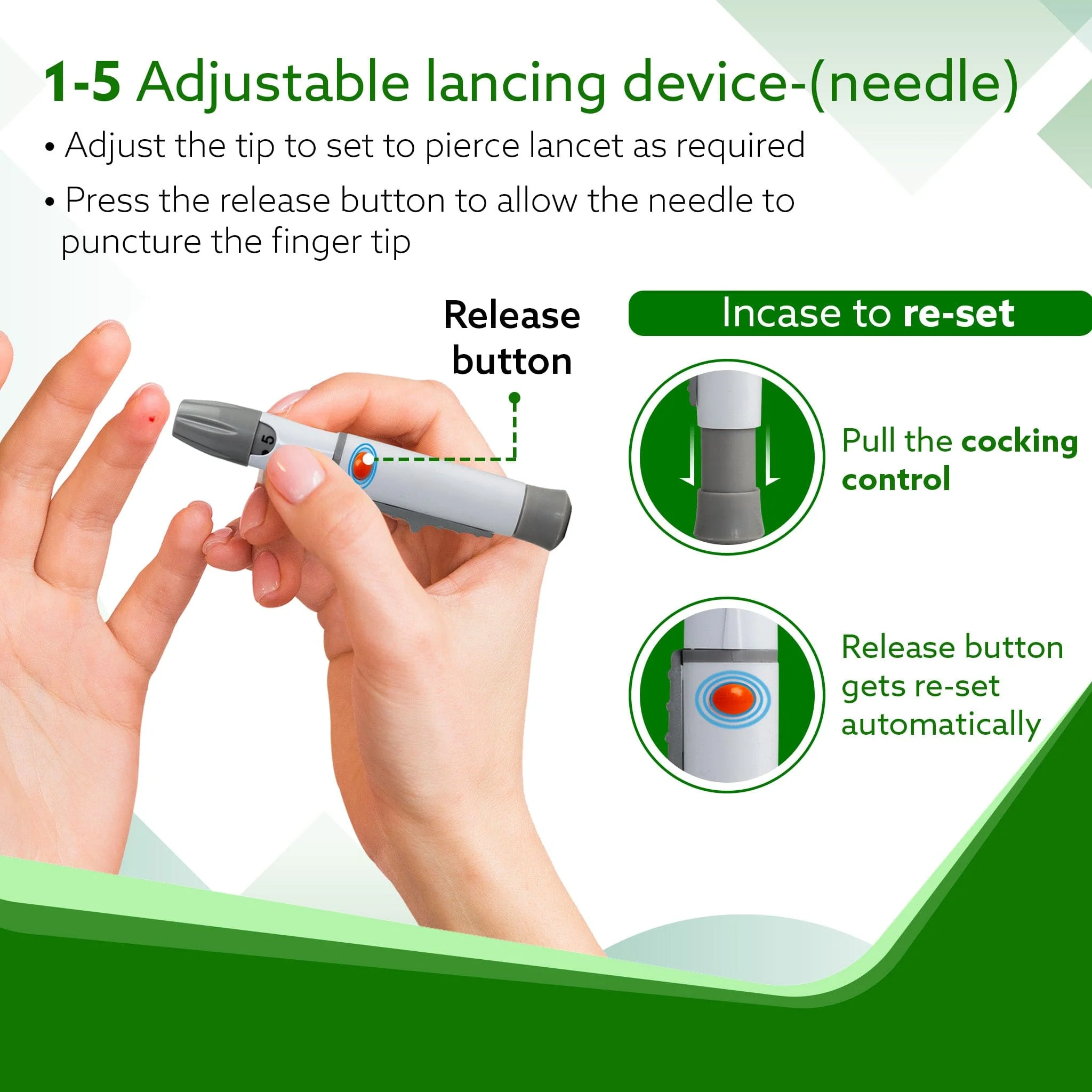 AGARO Blood Glucose Test Strips & Lancets, 50pcs each, Instant Blood Sugar Test at Home, Glucometer Machine, Blood Glucose Monitoring Device, Fast Blood Sugar Testing, Simple & Accurate, GLS-76 - Image 3