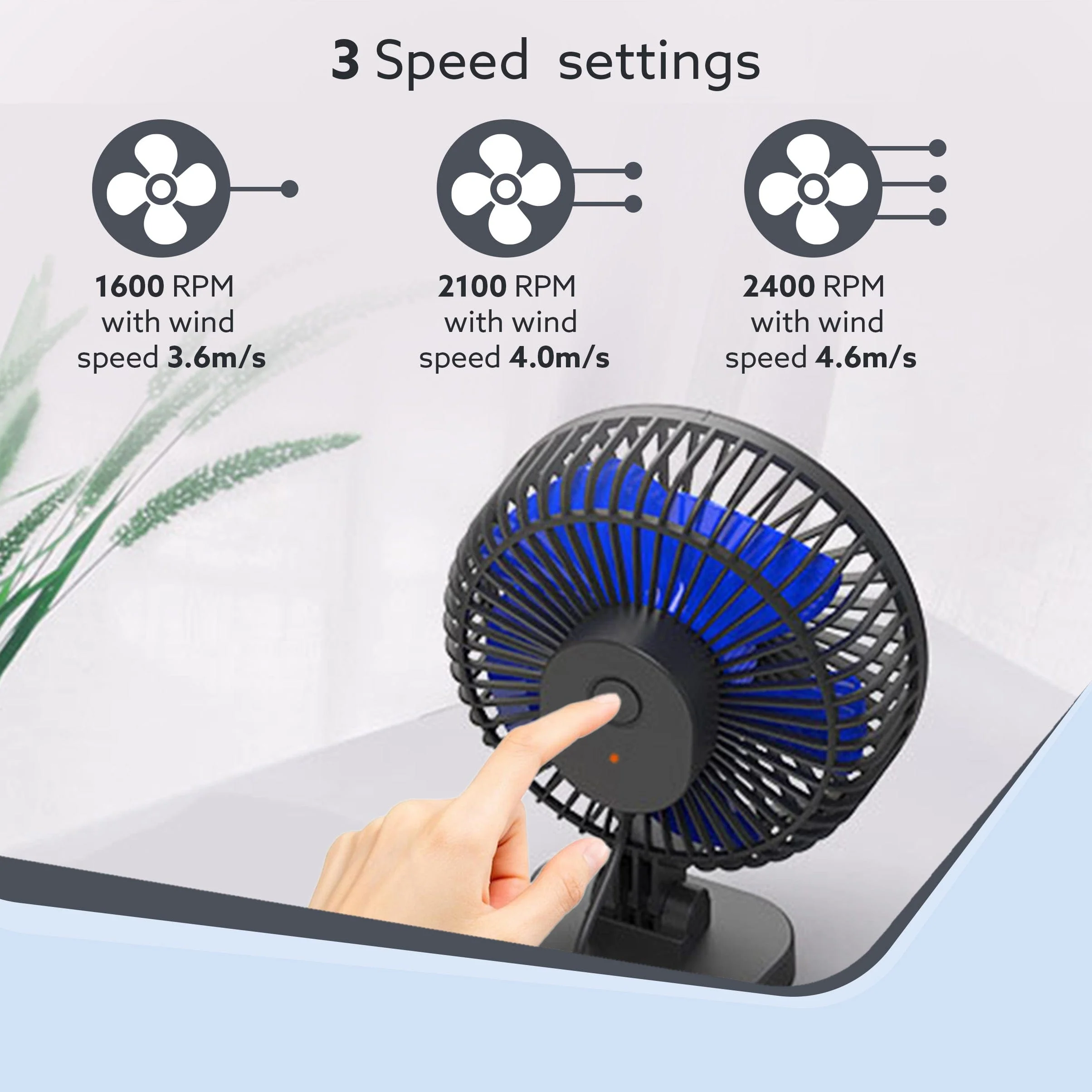 Breeze USB Desktop Fan, Personal Mini Fan for Home Office Bedroom, Study, Black - Image 3