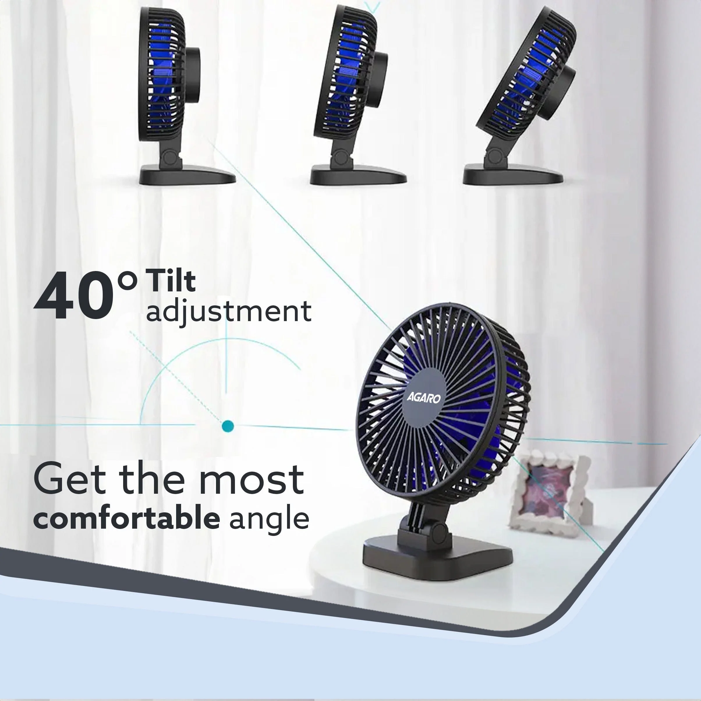 Breeze USB Desktop Fan, Personal Mini Fan for Home Office Bedroom, Study, Black - Image 4