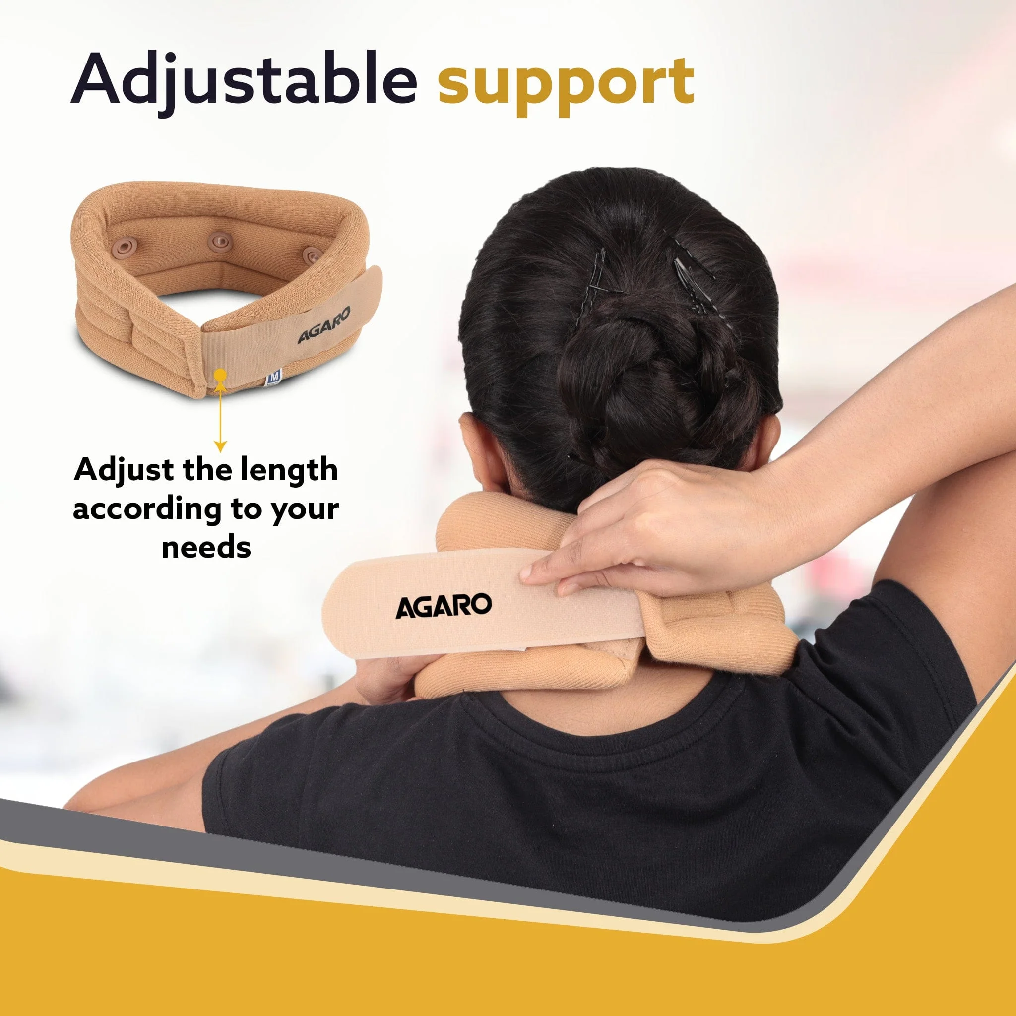 AGARO Cervical Collar Spondylitis Neck Support, Adjustable Neck Brace With Extra Support, Relieves Pain, Stress & Pressure in Spine, Small, Beige - Image 4