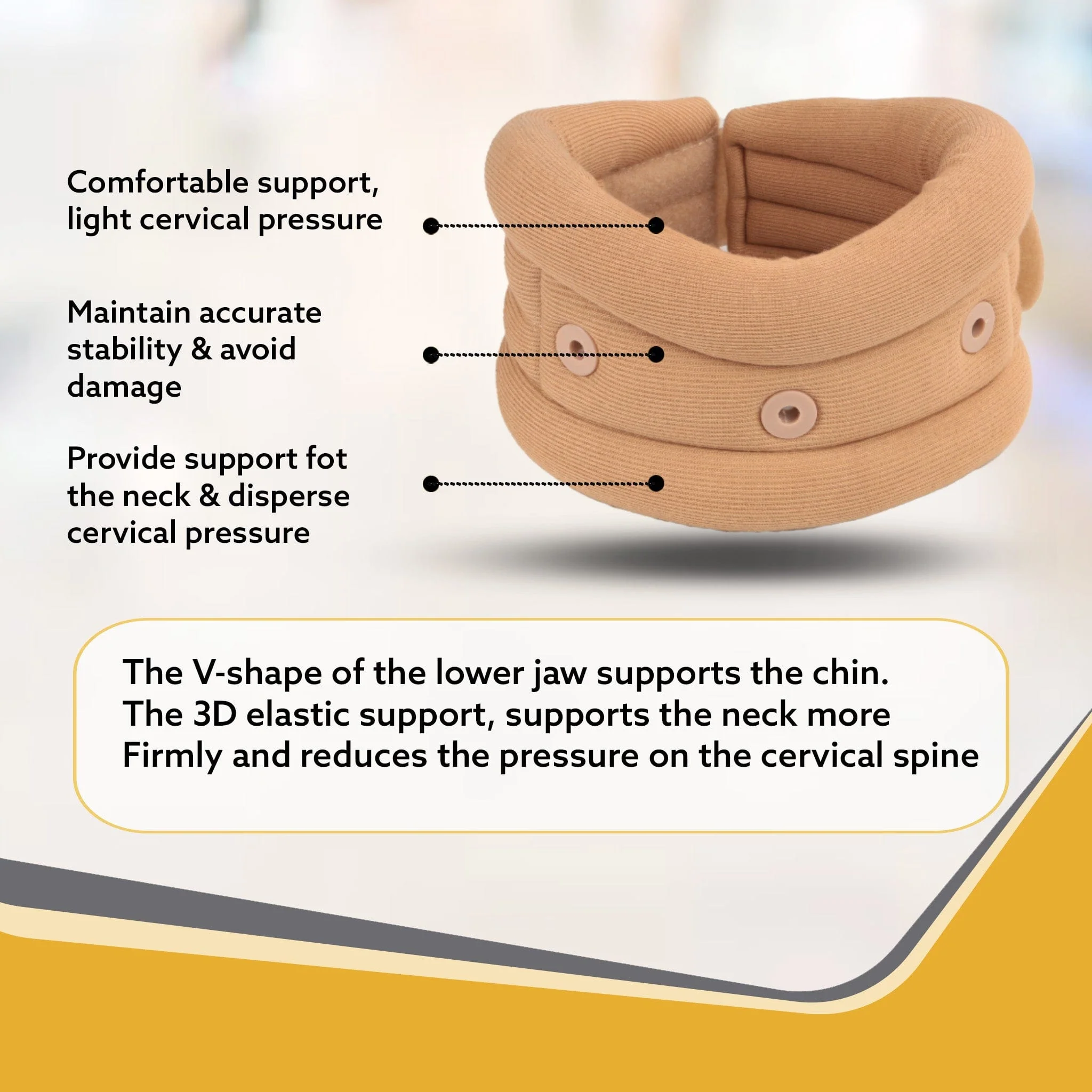 AGARO Cervical Collar Spondylitis Neck Support, Adjustable Neck Brace With Extra Support, Relieves Pain, Stress & Pressure in Spine, Small, Beige - Image 5
