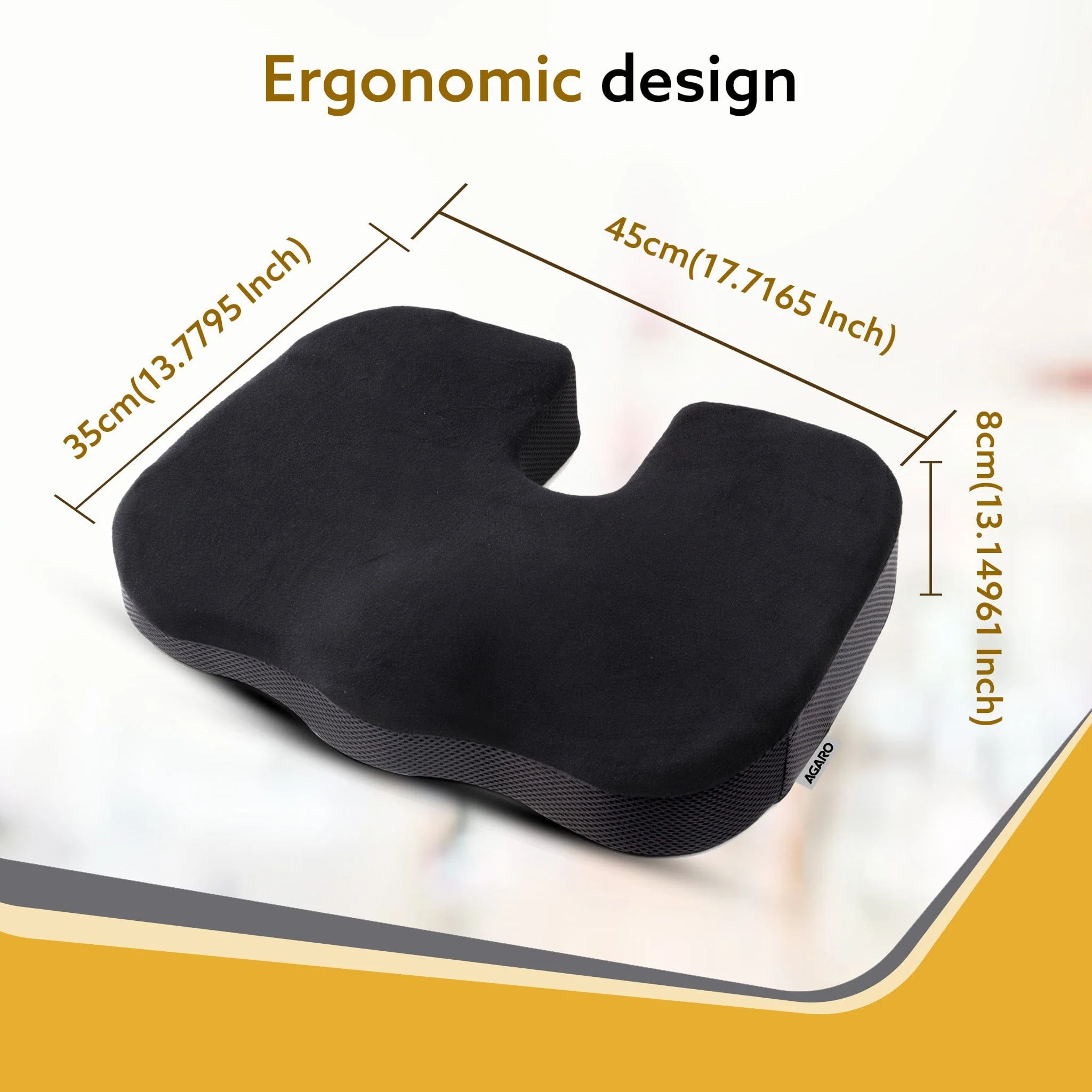 Coccyx Seat Cushion Orthopedic Memory Foam Coccyx Seat Cushion for Tailbone, Sciatica, Lower Back Pain Relief-Ergonomic Contoured Cushion for Office/Home Chair & Wheelchair, Black - Image 6