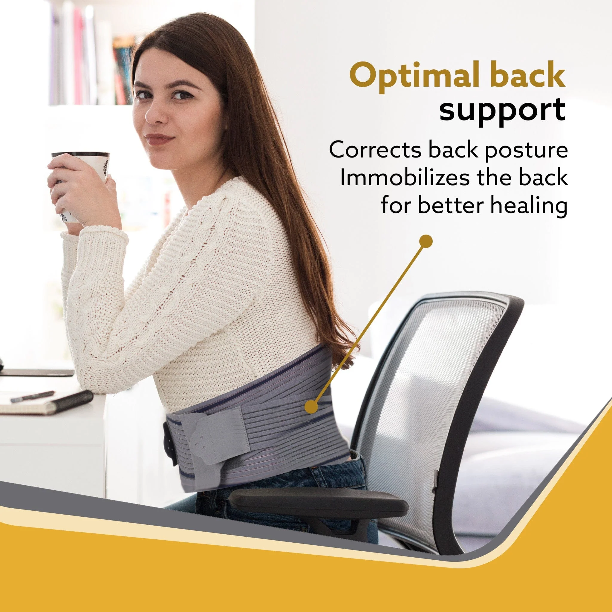 Contoured Lumbar Sacral Belt, Lower Back Pain Osteoporosis Slip Disc Care, For Women & Men, XXL, Grey - Image 3