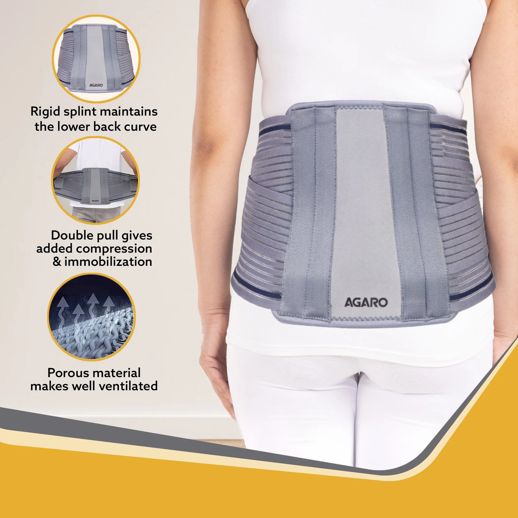 Contoured Lumbar Sacral Belt, Lower Back Pain Osteoporosis Slip Disc Care, For Women & Men, XXL, Grey - Image 4