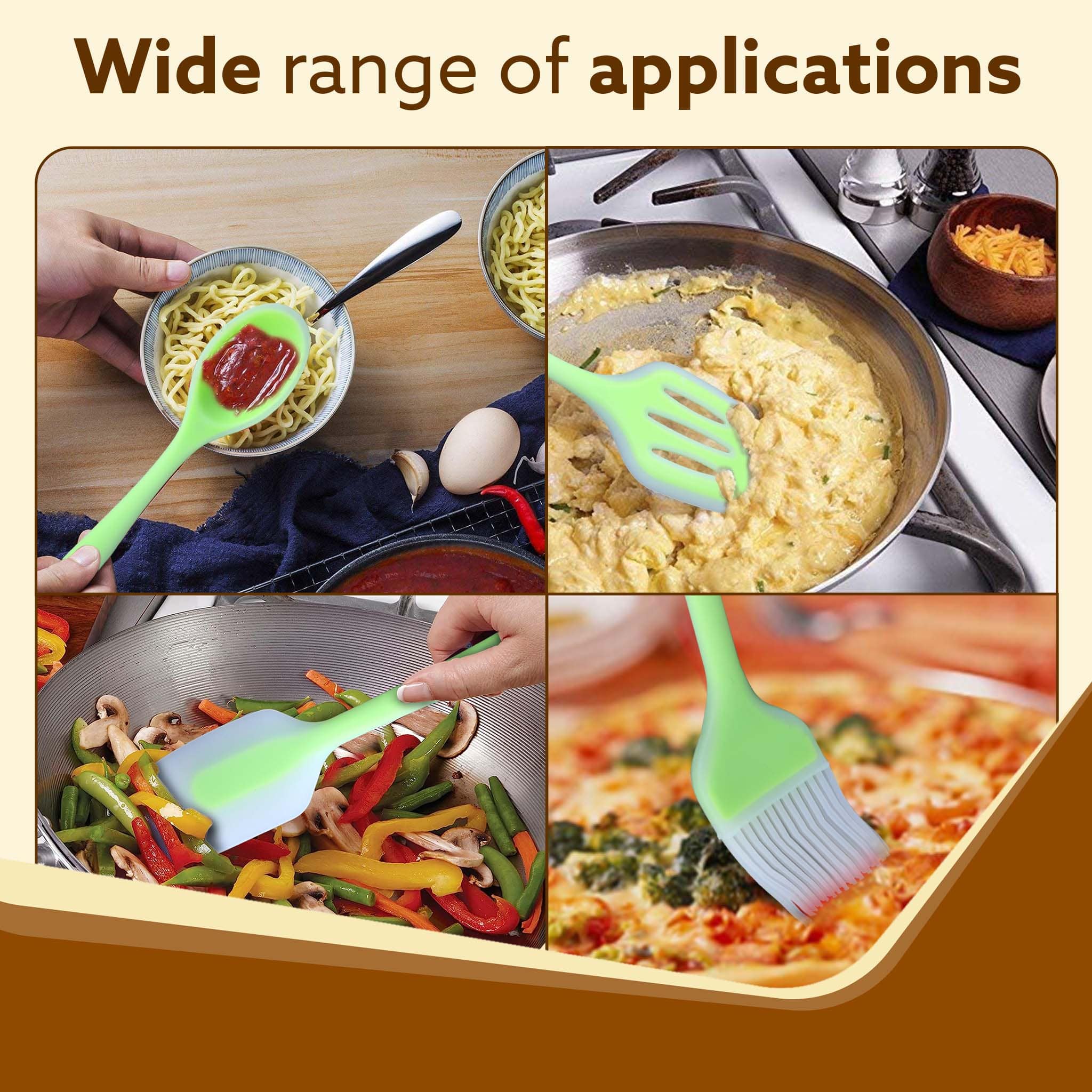 Deluxe Silicone Spatula Set of 6, Green - Image 6