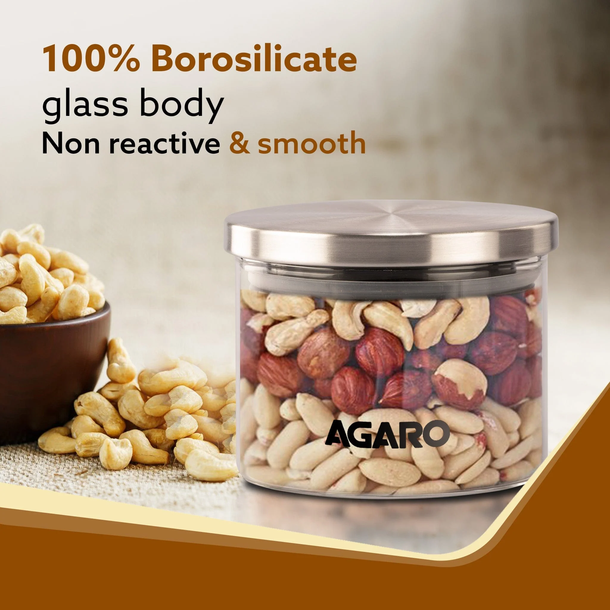 Elite Borosilicate Glass Jar 350 ml, Round Shaped, Steel Lid, Storage Glass Container, Transparent, Kitchen Organiser, Multipurpose Jar, Pack of 2 - Image 4