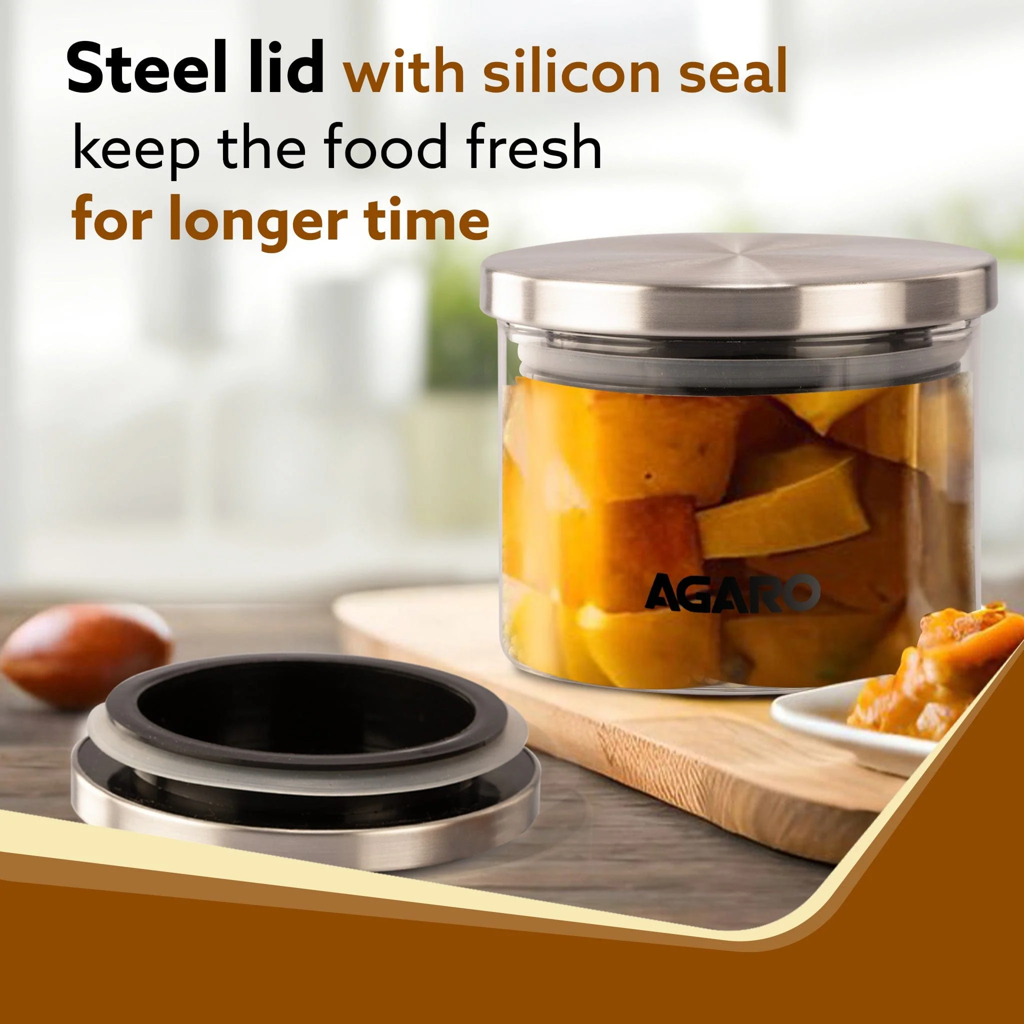 Elite Borosilicate Glass Jar 350 ml, Round Shaped, Steel Lid, Storage Glass Container, Transparent, Kitchen Organiser, Multipurpose Jar, Pack of 2 - Image 5