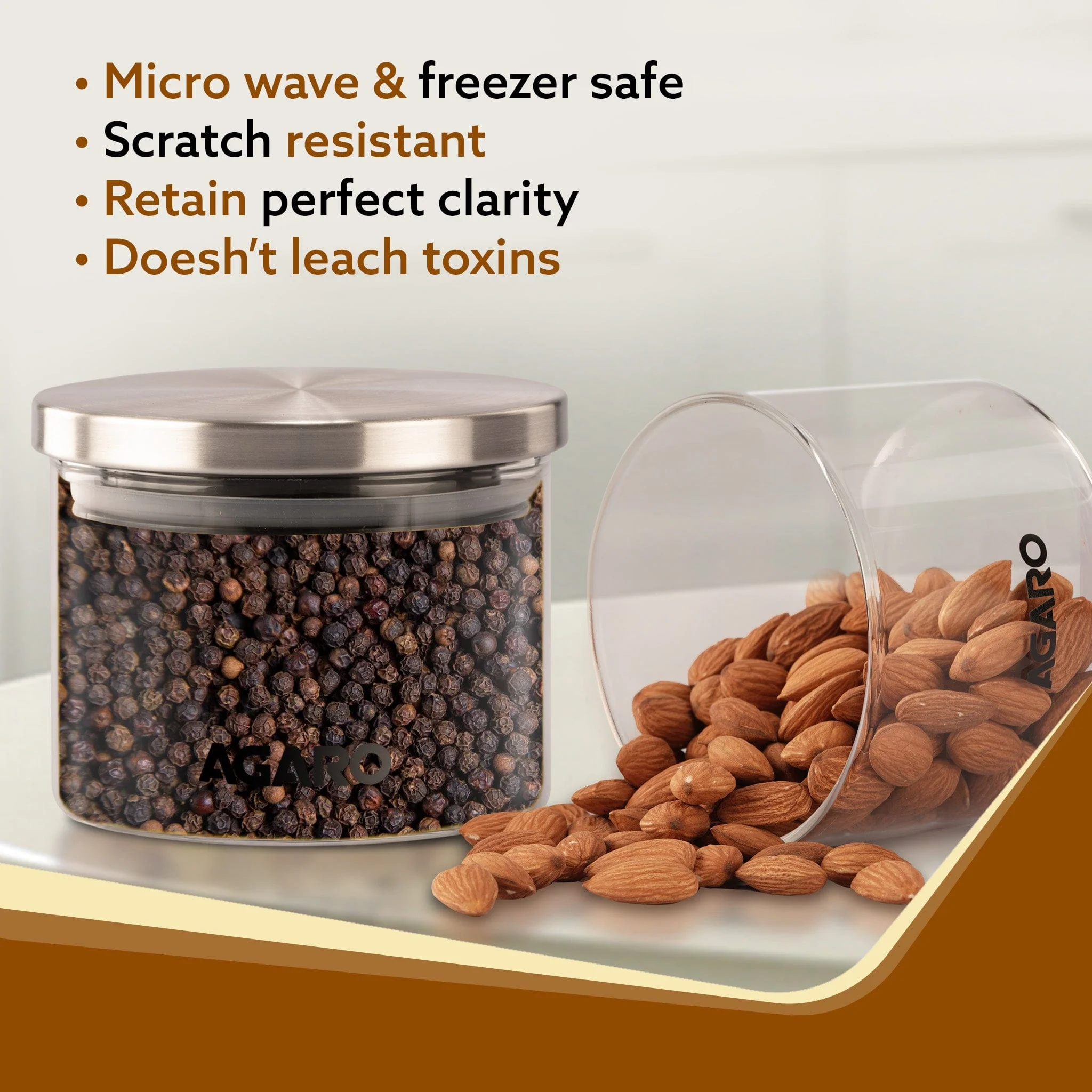 Elite Borosilicate Glass Jar 350 ml, Round Shaped, Steel Lid, Storage Glass Container, Transparent, Kitchen Organiser, Multipurpose Jar, Pack of 2 - Image 6