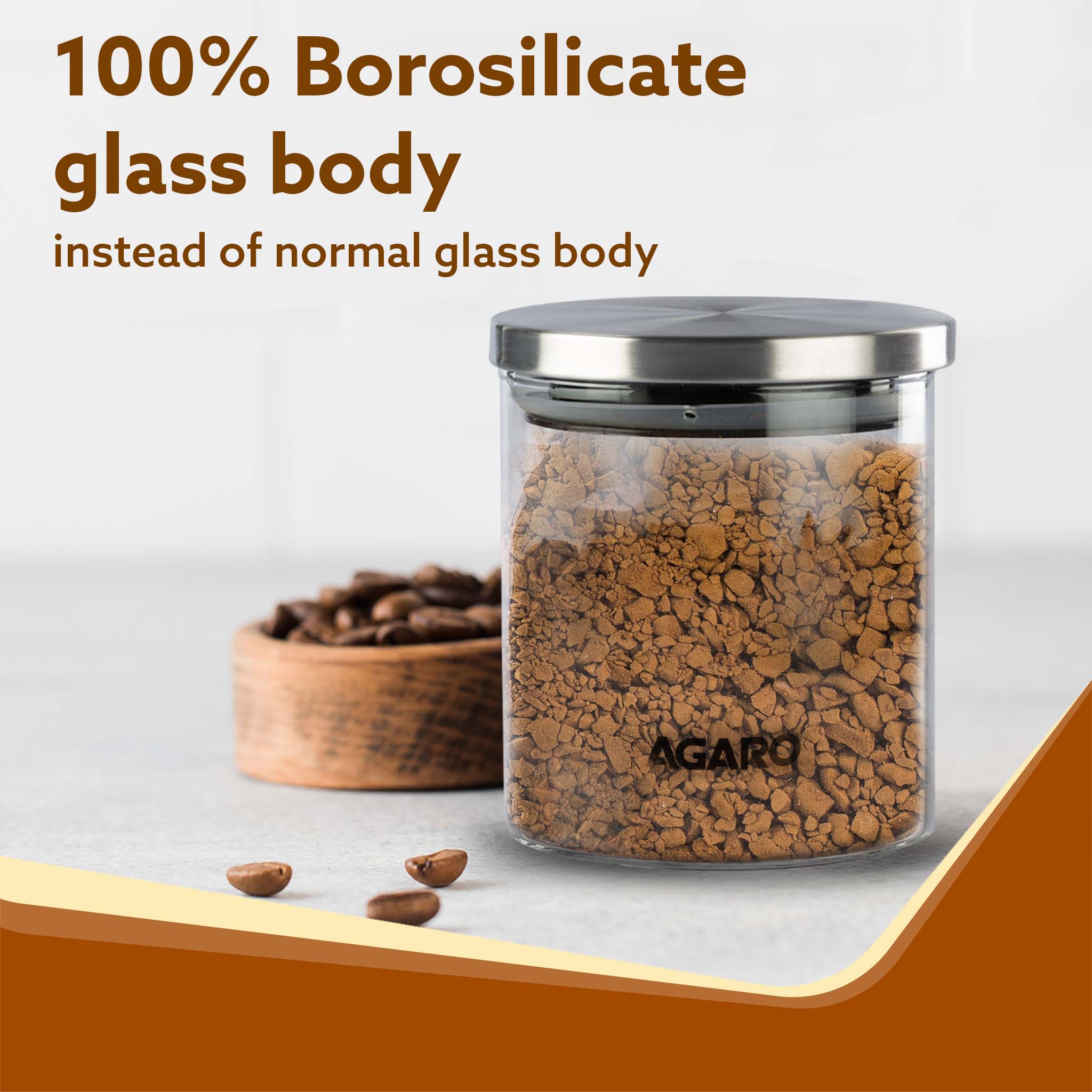 AGARO Elite Borosilicate Glass Jar 600 ml, Round Shaped, Steel Lid, Storage Glass Container, Transparent, Kitchen Organiser, Multipurpose Jar, Pack of 2 - Image 4