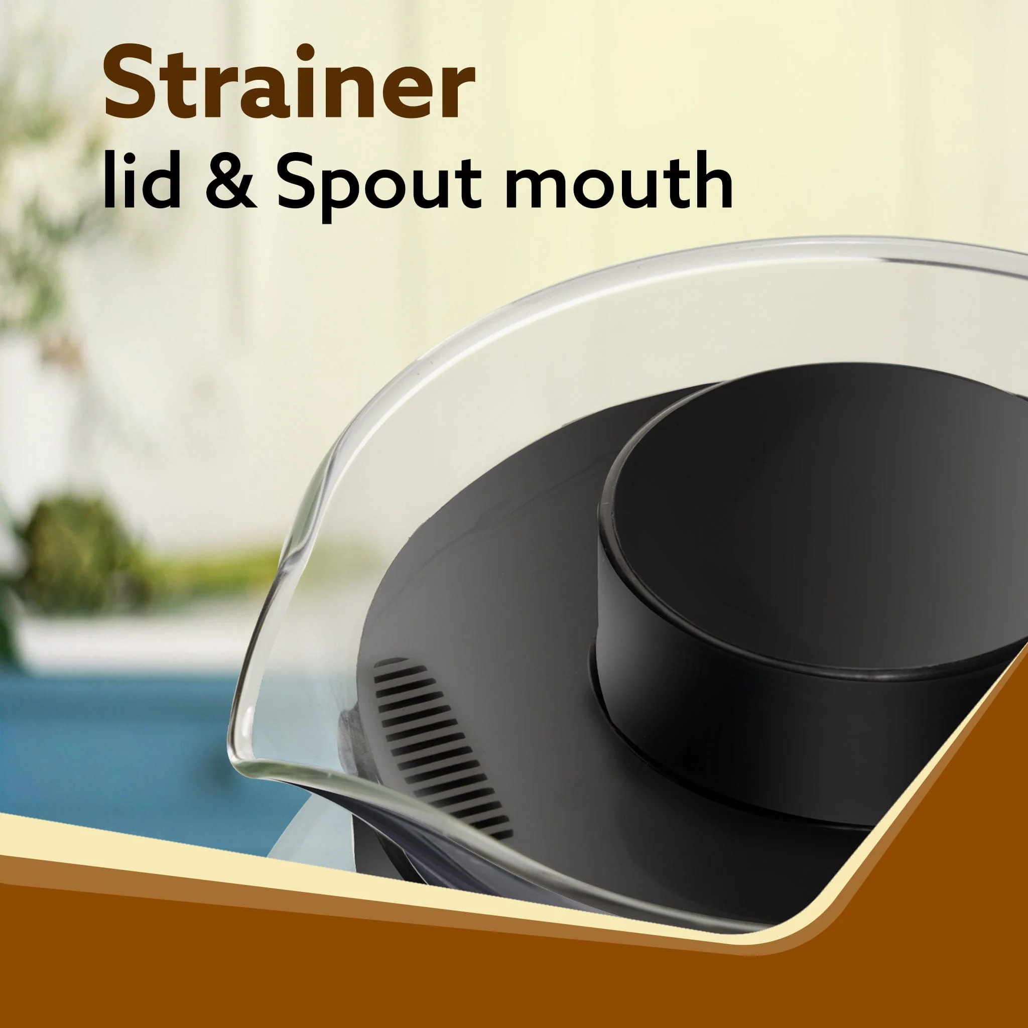 Elite Glass Carafe With Strainer Lid, 1200ml, Glass Kettle, Borosilicate Glass, Microwave Safe, Low Flame Proof, Transparent - Image 4