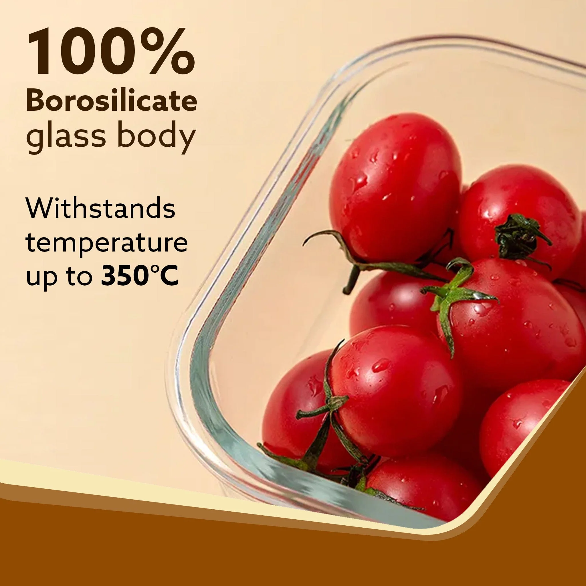 Elite Lunch Box, Set  of 3 With Lunch Bag, Square Shaped, Borosilicate Glass, Leakproof & Airtight Locking Lids, Microwave & Freezer Safe,  Office Lunch Box Set, Transparent, Set of 3 ƒ?? 320ml+320ml +320ml - Image 3