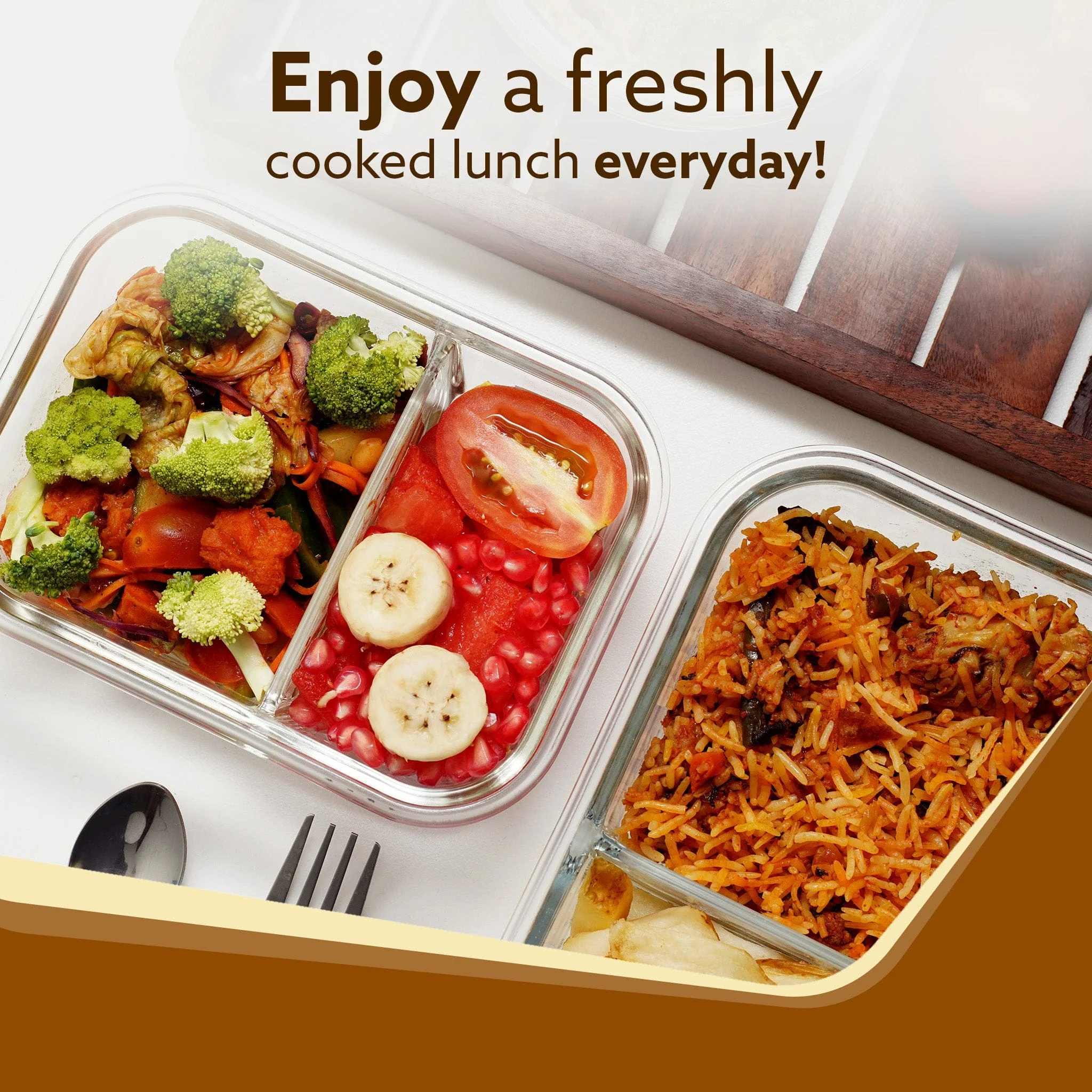 Elite Two Compartment Lunch Container, Borosilicate Glass Body, Leak proof Locking  Lid, , Airtight Tiffin Containers, Microwave Oven Safe, 600Ml, Transparent - Image 7