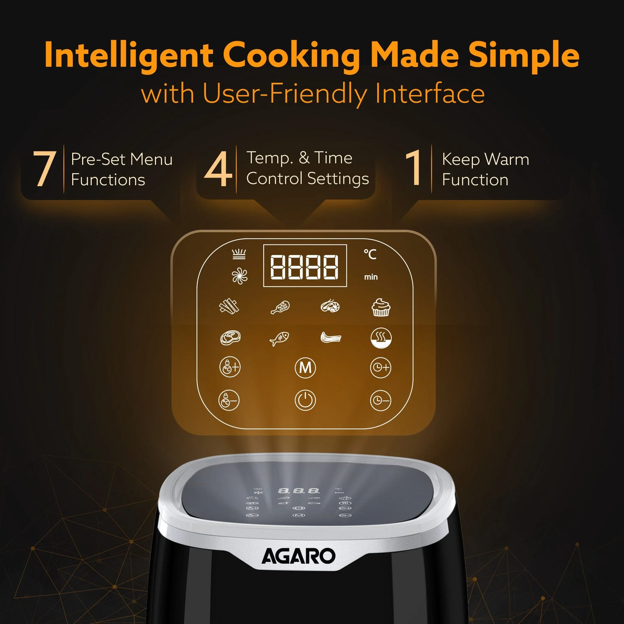Galaxy Digital Air Fryer For Home, 4.5L, Electric Air Fryer, Convection Oven, 1400W, 7 Preset Programs & Reheat, 360 Degrees Air Circulation, Digital Touch Display, Bake, Roast, Toast, Black - Image 4