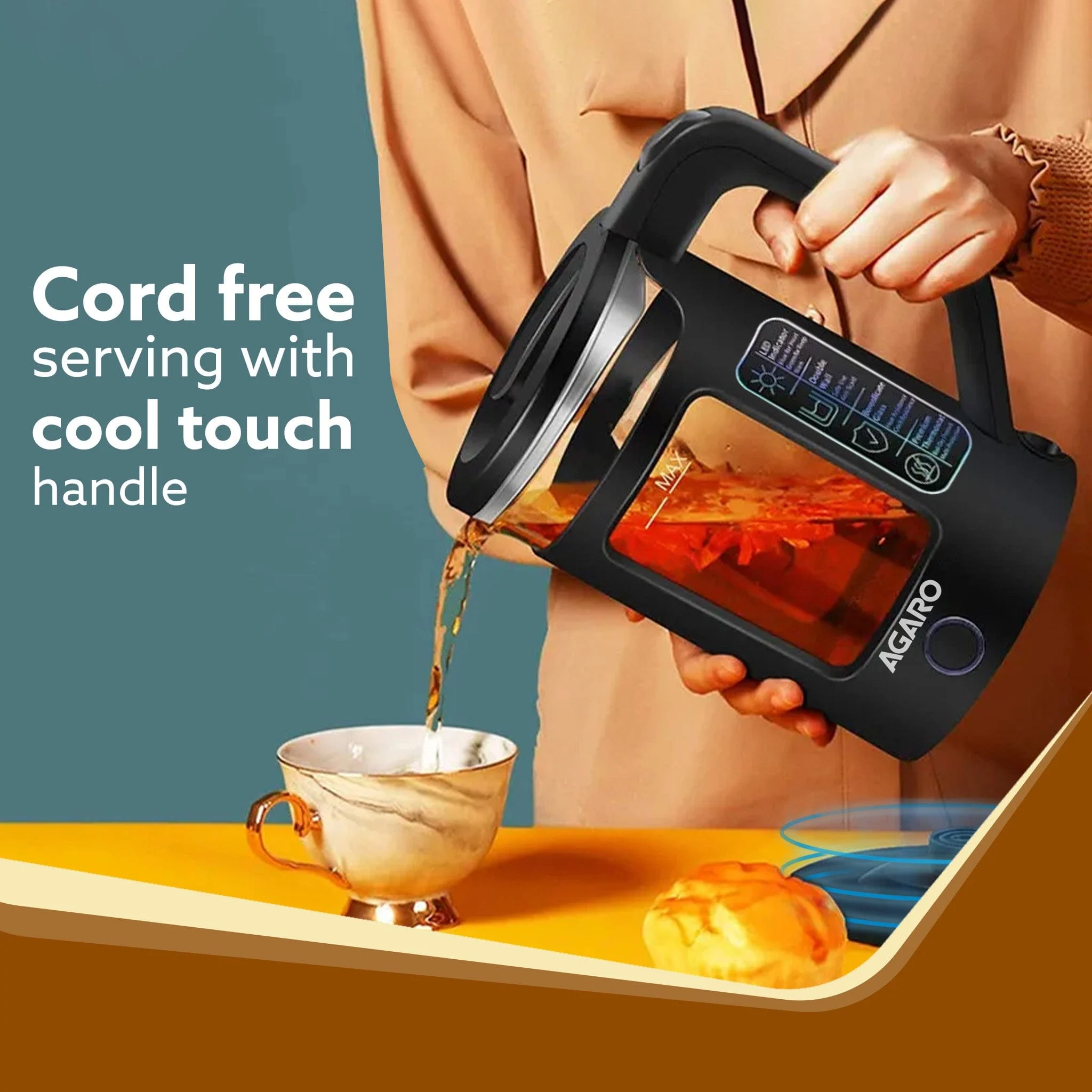 Galaxy Electric Kettle with Keep Warm Function, 1.5L, Black - Image 5