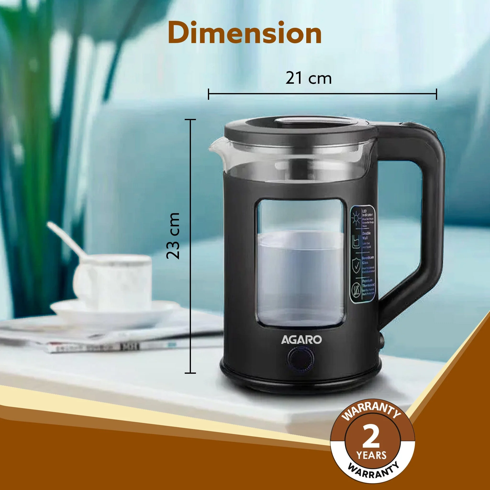 Galaxy Electric Kettle with Keep Warm Function, 1.5L, Black - Image 6