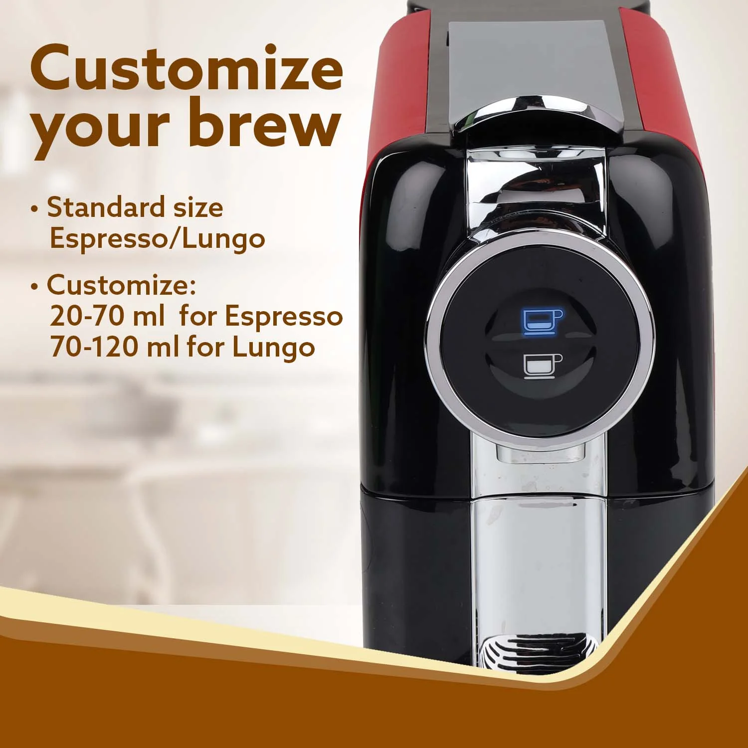 Galaxy Capsule Espresso Coffee Maker Single Serve Coffee Maker, Powerful 20 Bar Pressure, 650ml Water Tank, Automatic Temperature Control, Custom Brewing Volume, Anti Drip, Metal Body, Red - Image 5