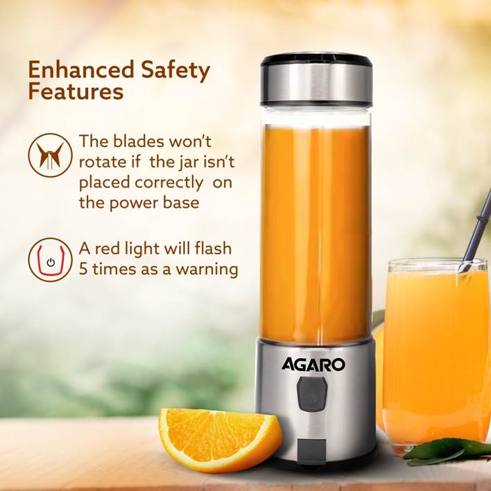 Galaxy Portable Blender, For Smoothie And Juices, Portable Hand Blender For Kitchen, USB Rechargeable Fruit Juicer Machine, 6 Sharp SS Blade, 450ml BPA Free Food Grade Jar - Image 4