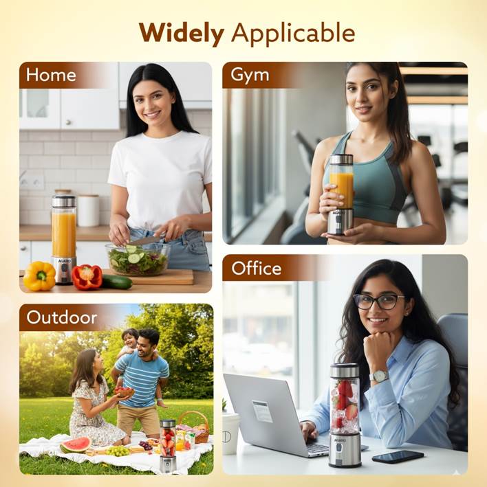 Galaxy Portable Blender, For Smoothie And Juices, Portable Hand Blender For Kitchen, USB Rechargeable Fruit Juicer Machine, 6 Sharp SS Blade, 450ml BPA Free Food Grade Jar - Image 7
