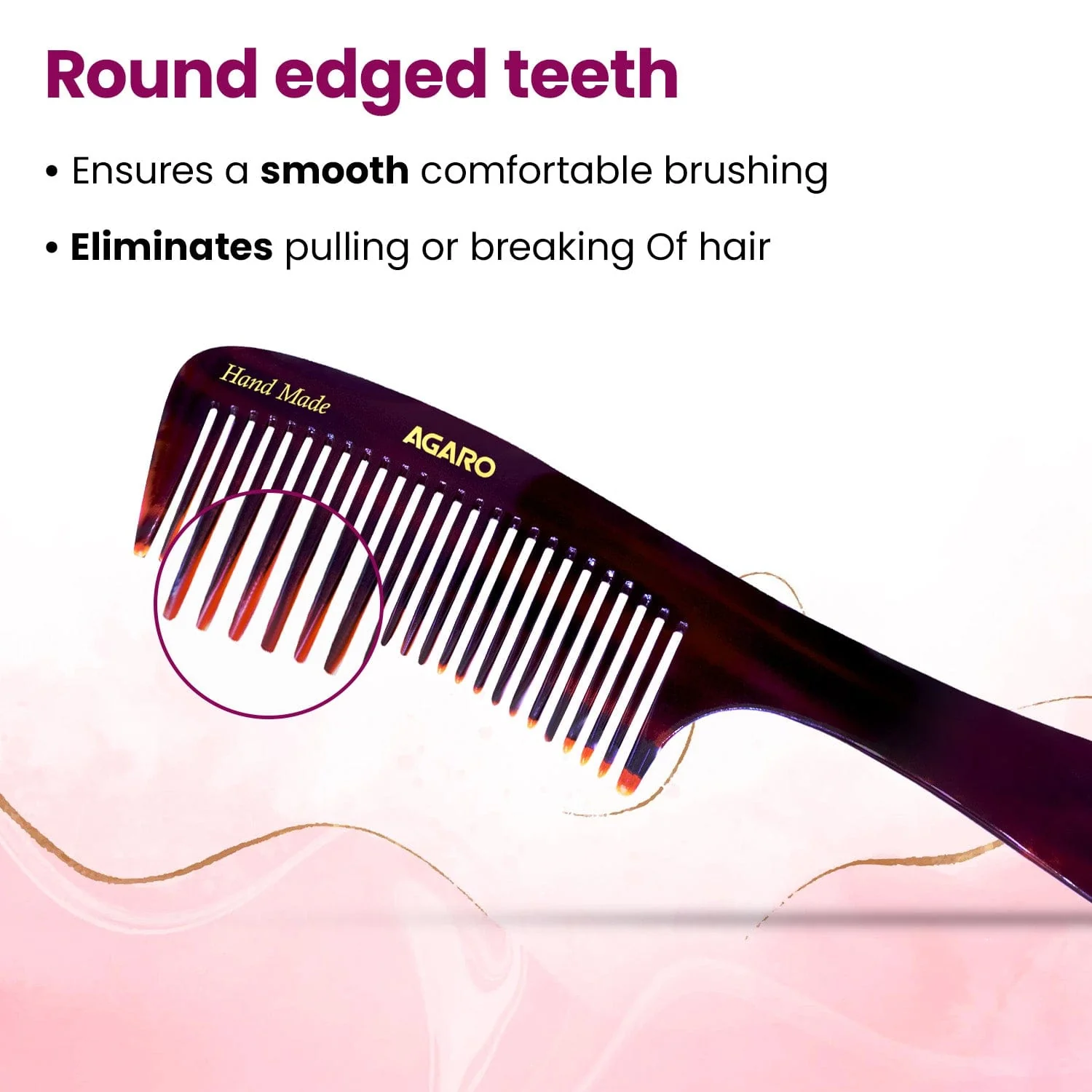 AGARO Hand Made Cellulose Acetate Comb HMC73, All Fine Tooth Dressing Comb, Smooth Rounded Teeth, Hair Styling, Hair Brushing, Hair Dressing, Brown - Image 3