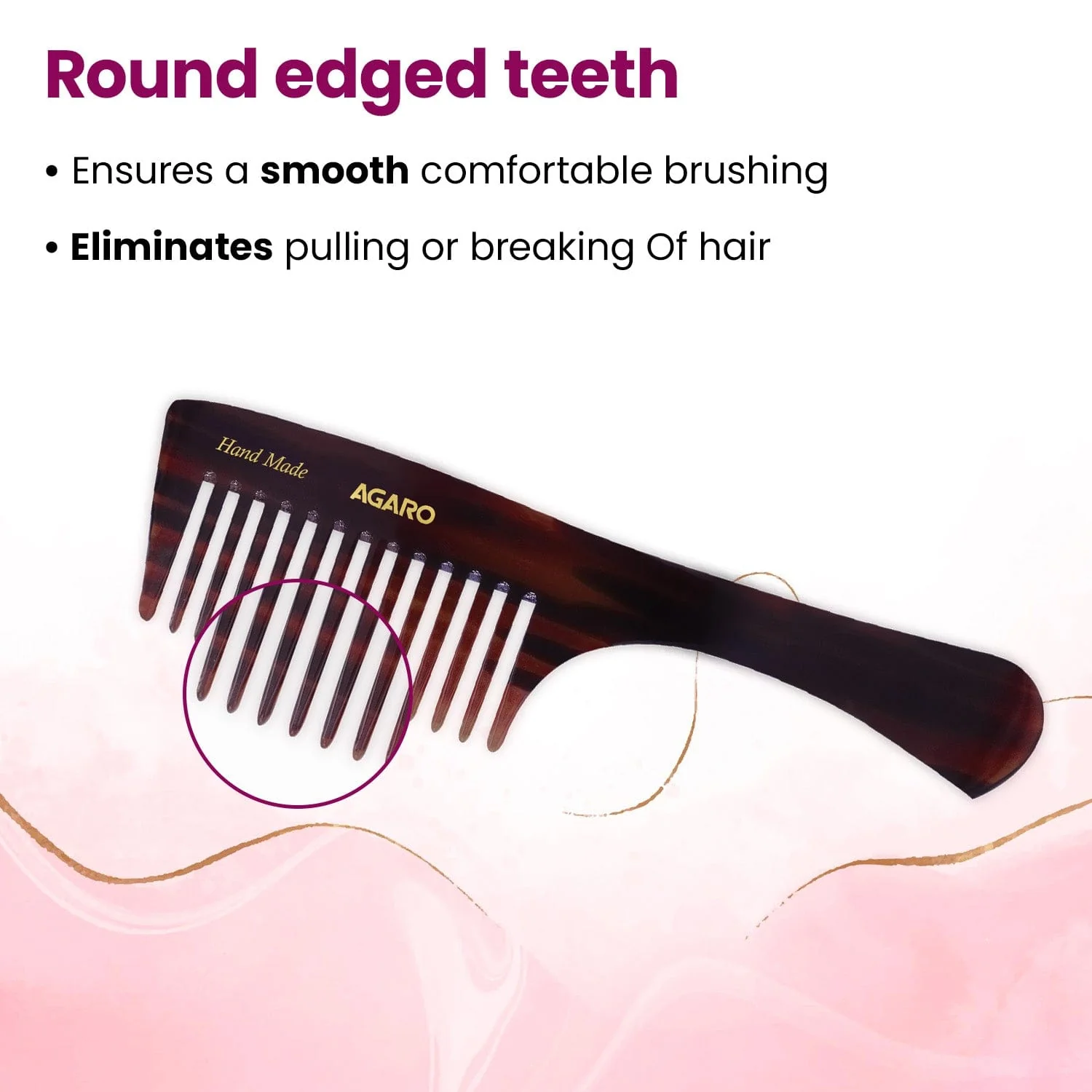 AGARO Hand Made Cellulose Acetate Comb HMC77, All Fine Tooth Dressing Comb, Smooth Rounded Teeth, Hair Styling, Hair Brushing, Hair Dressing, Brown - Image 3