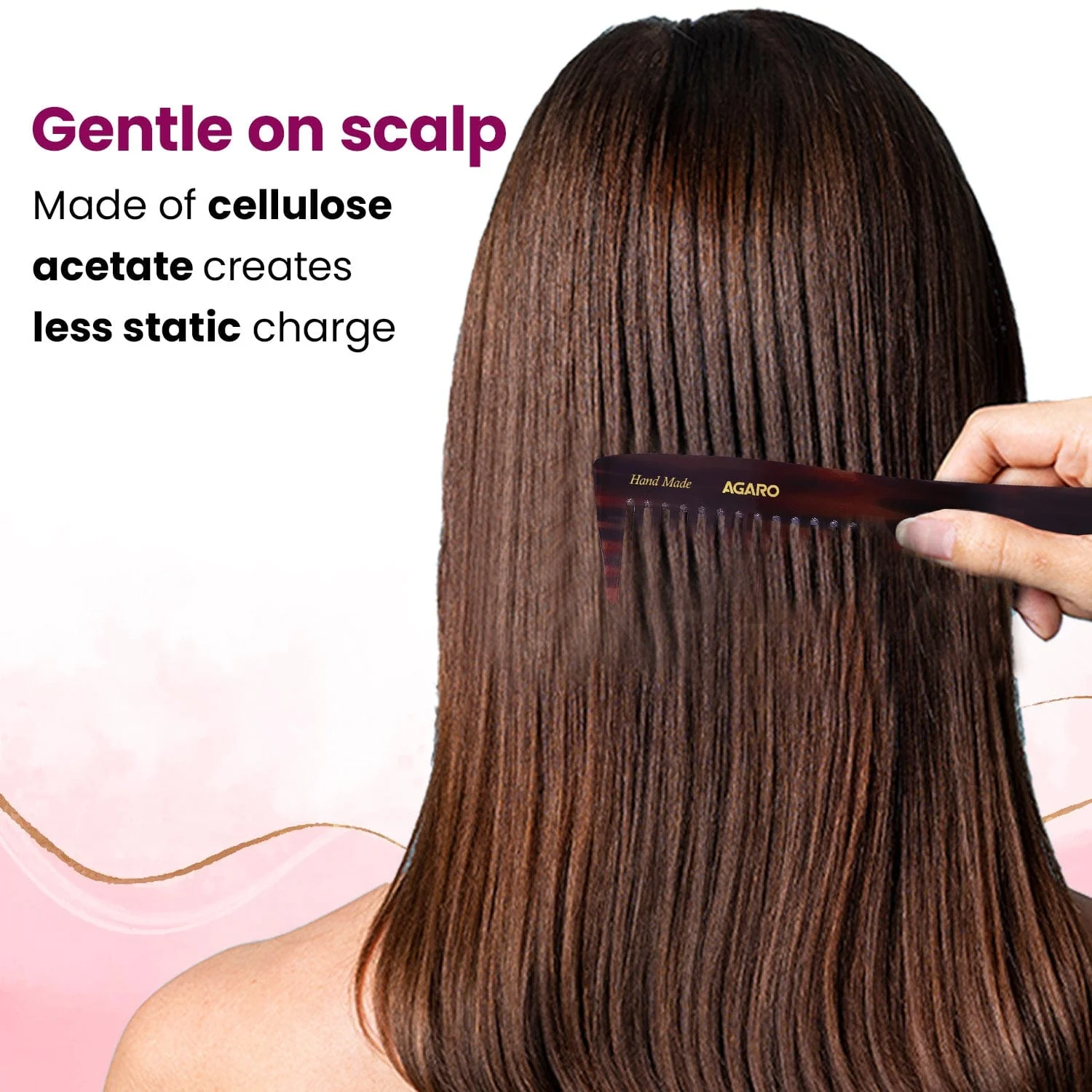 AGARO Hand Made Cellulose Acetate Comb HMC77, All Fine Tooth Dressing Comb, Smooth Rounded Teeth, Hair Styling, Hair Brushing, Hair Dressing, Brown - Image 4