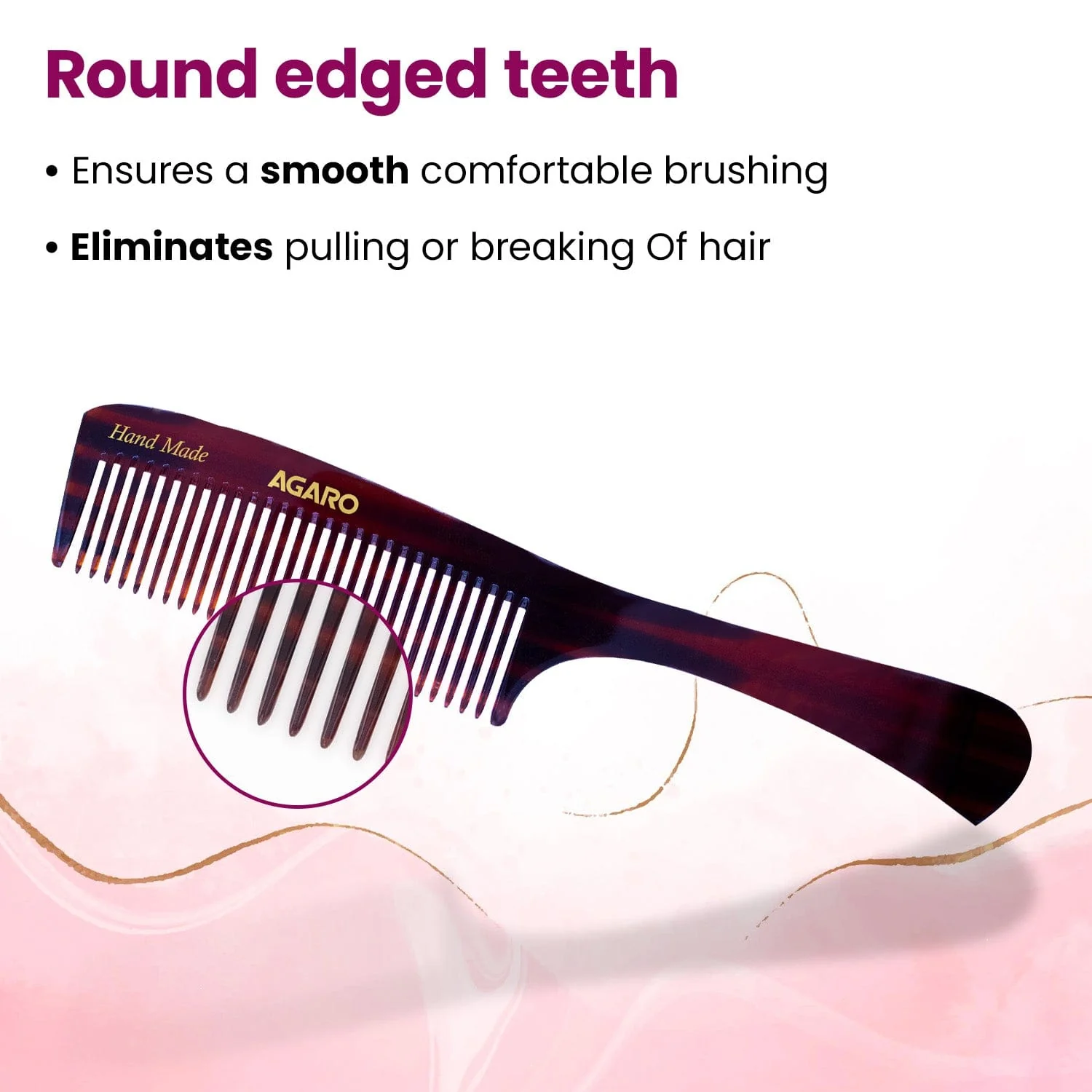 AGARO Hand Made Cellulose Acetate Comb HMC79, All Fine Tooth Dressing Comb, Smooth Rounded Teeth, Hair Styling, Hair Brushing, Hair Dressing, Brown - Image 3