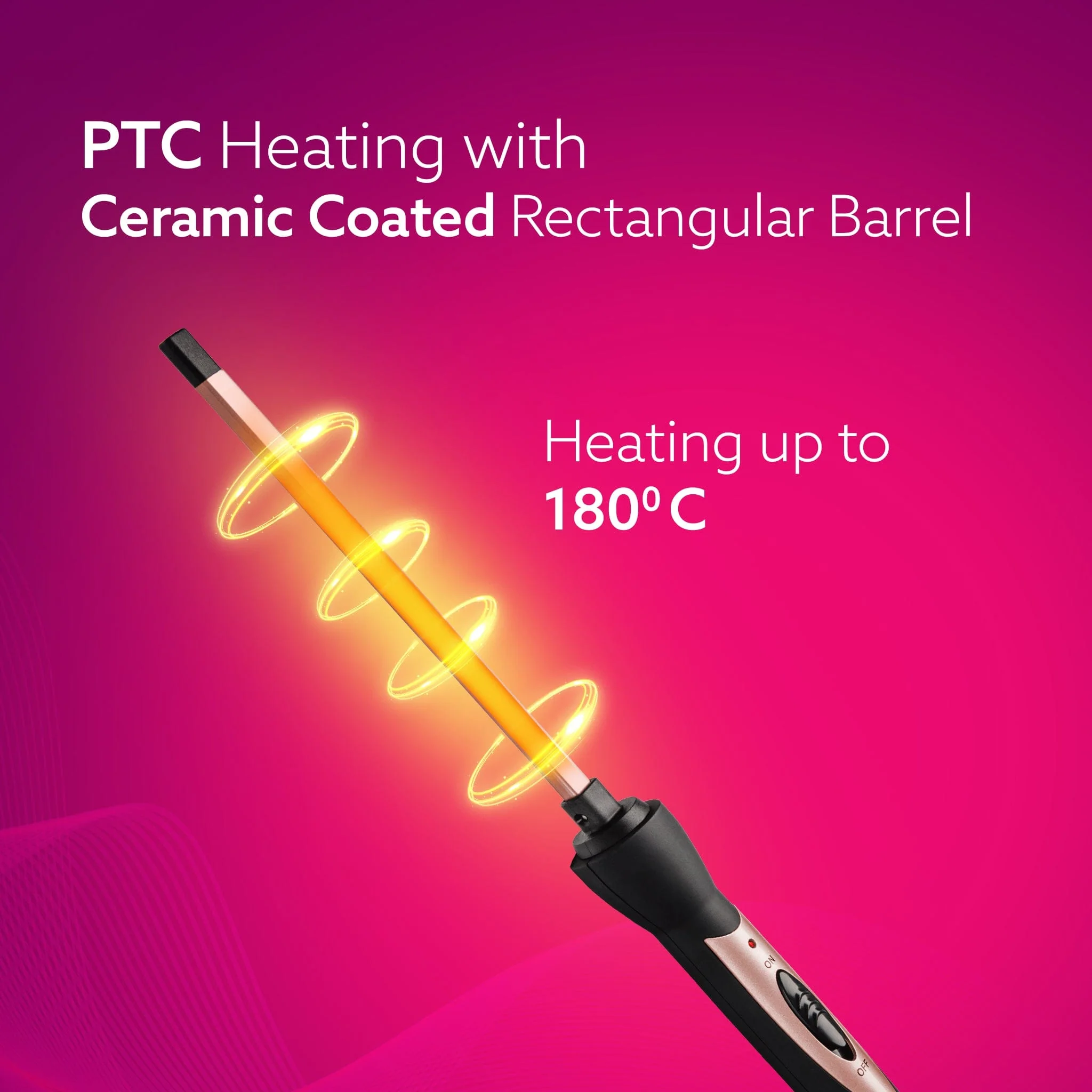 HC9007 Hair Curler With 7 MM Barrel, Rod, Tong, Chopstick Rectangular Hair Curler, Ceramic Coated Plates, Cool Touch Tip, Fast Heating, For Men Women, Maggie Curl, Hair Curling, Styling, Rose Gold & Black - Image 3