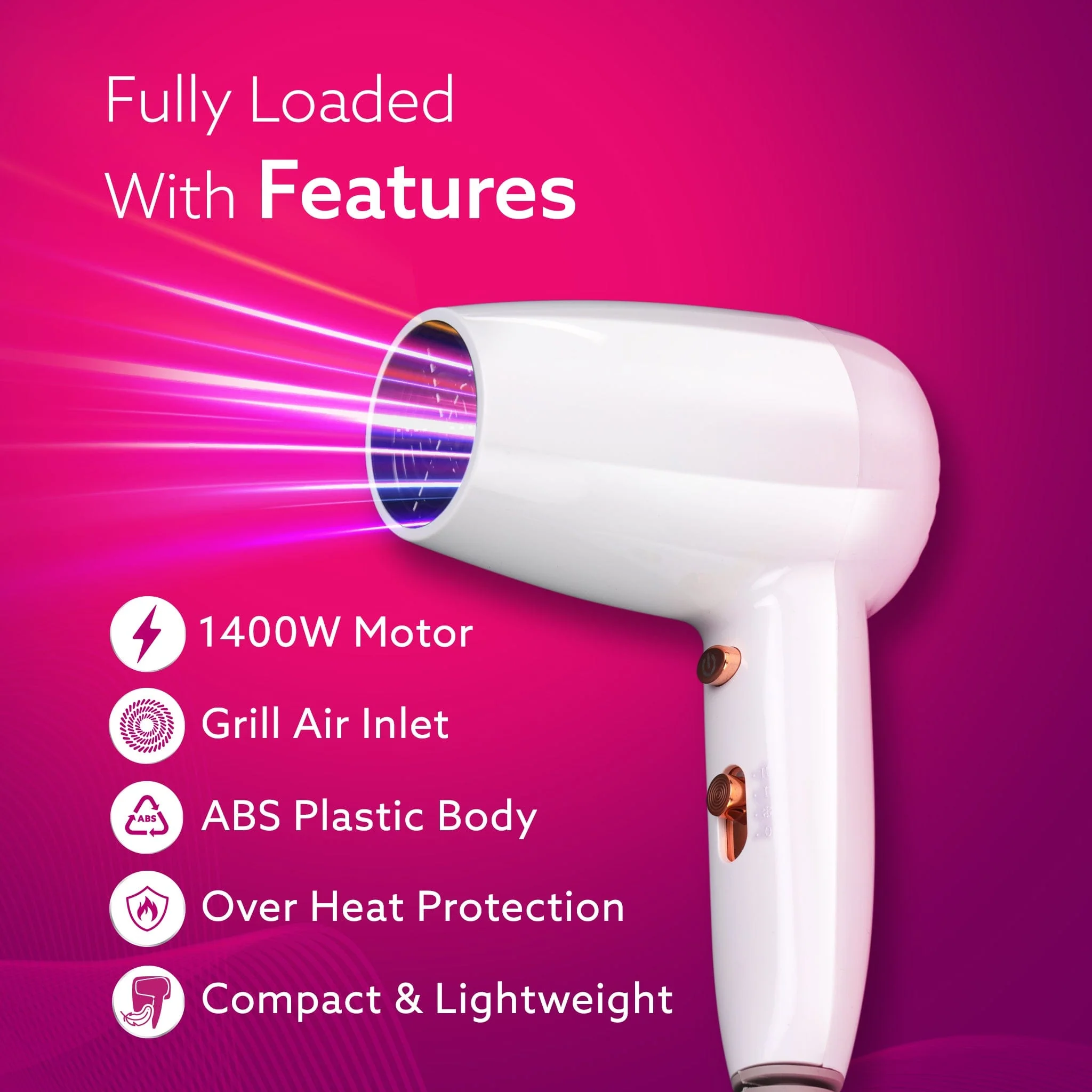 HD1417 Wall Mounted Hair Dryer 1400W, Electric Wall Mount Hair Dryer, Hotel, Bathroom, Household,  Wall Hanging Dryer, White - Image 3