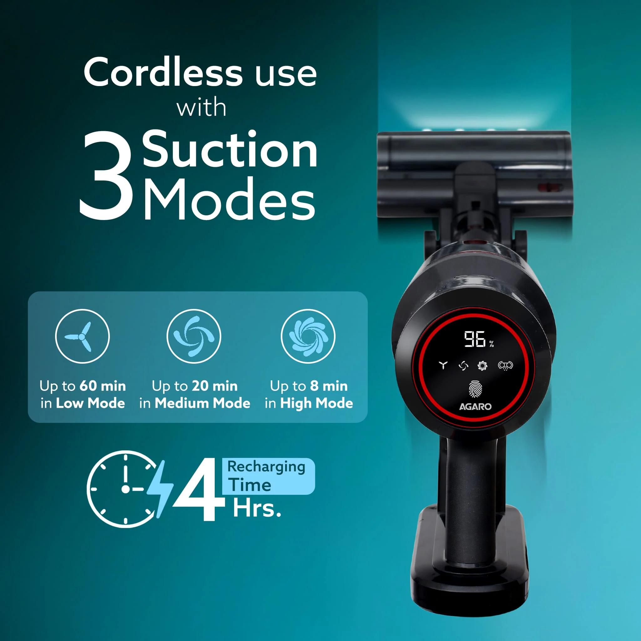 Imperial Cordless Stick Vacuum Cleaner for Home, 2-in-1 Handheld & Stick, 500W Grey & Red - Image 6